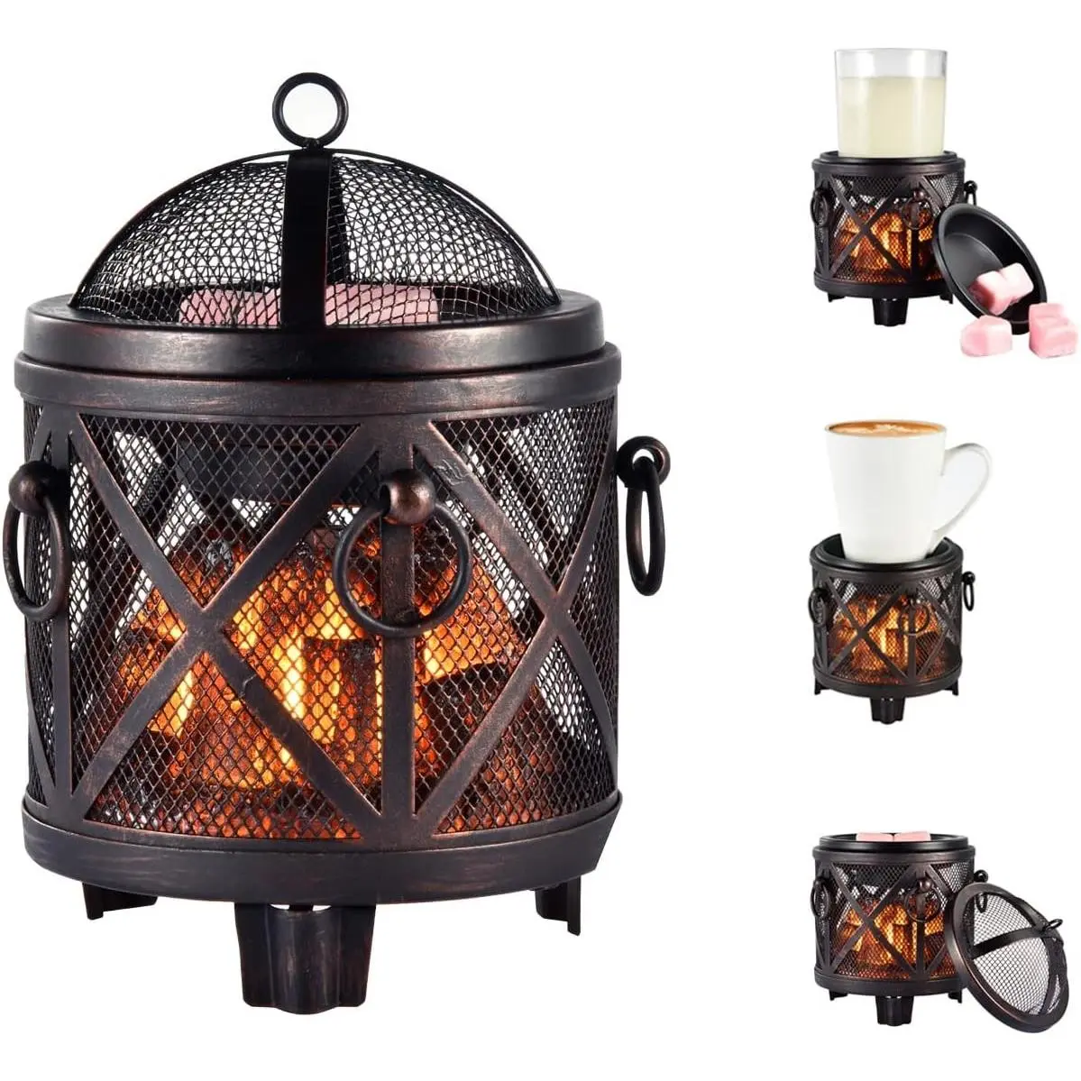 4-in-1 Electric Wax Melt Warmer, Oil Burner, Fireplace Wax Warmer for Home Office Bedroom Aromatherapy Gift & Decor (Bronze, Fireplace Stove)Gift