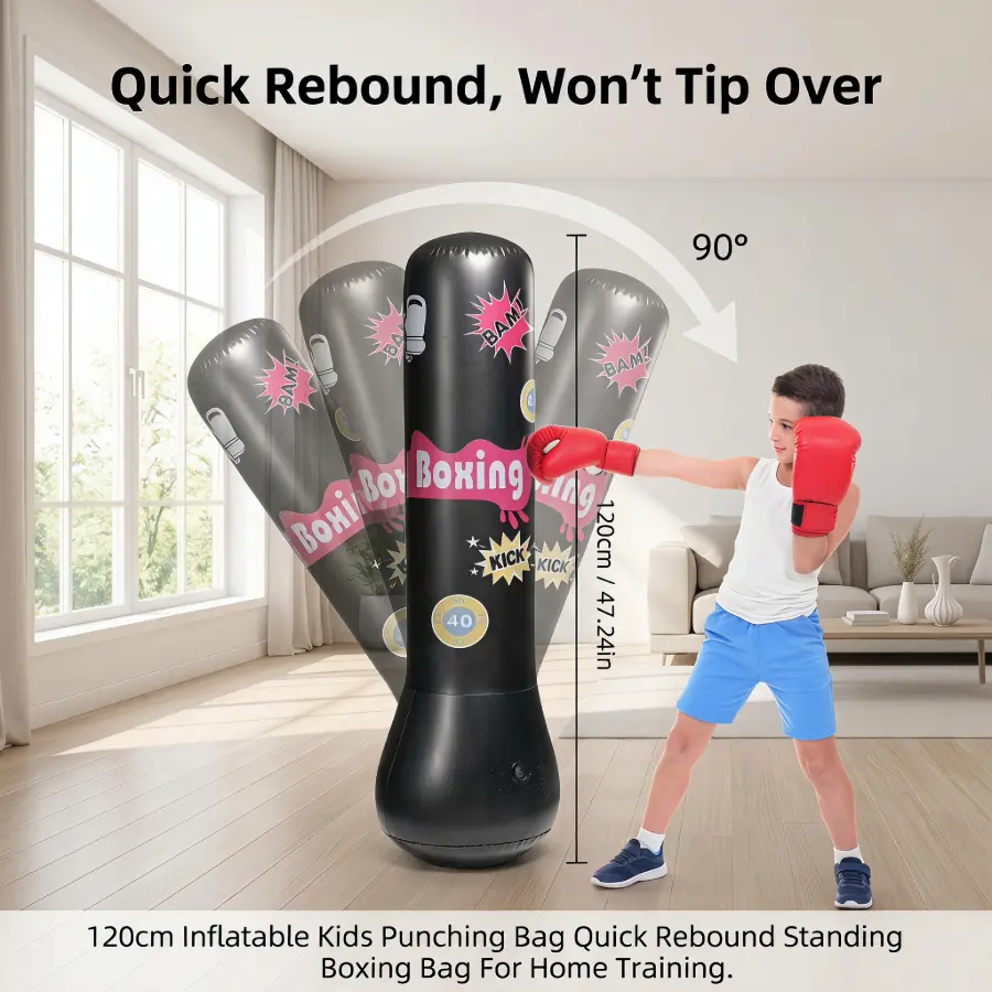 1pcs  120cm/47.24in Standing Inflatable Punching Bag for Kids – Heavy Duty Boxing Training Bag for Home Workout, Active Play & Exercise Fun
