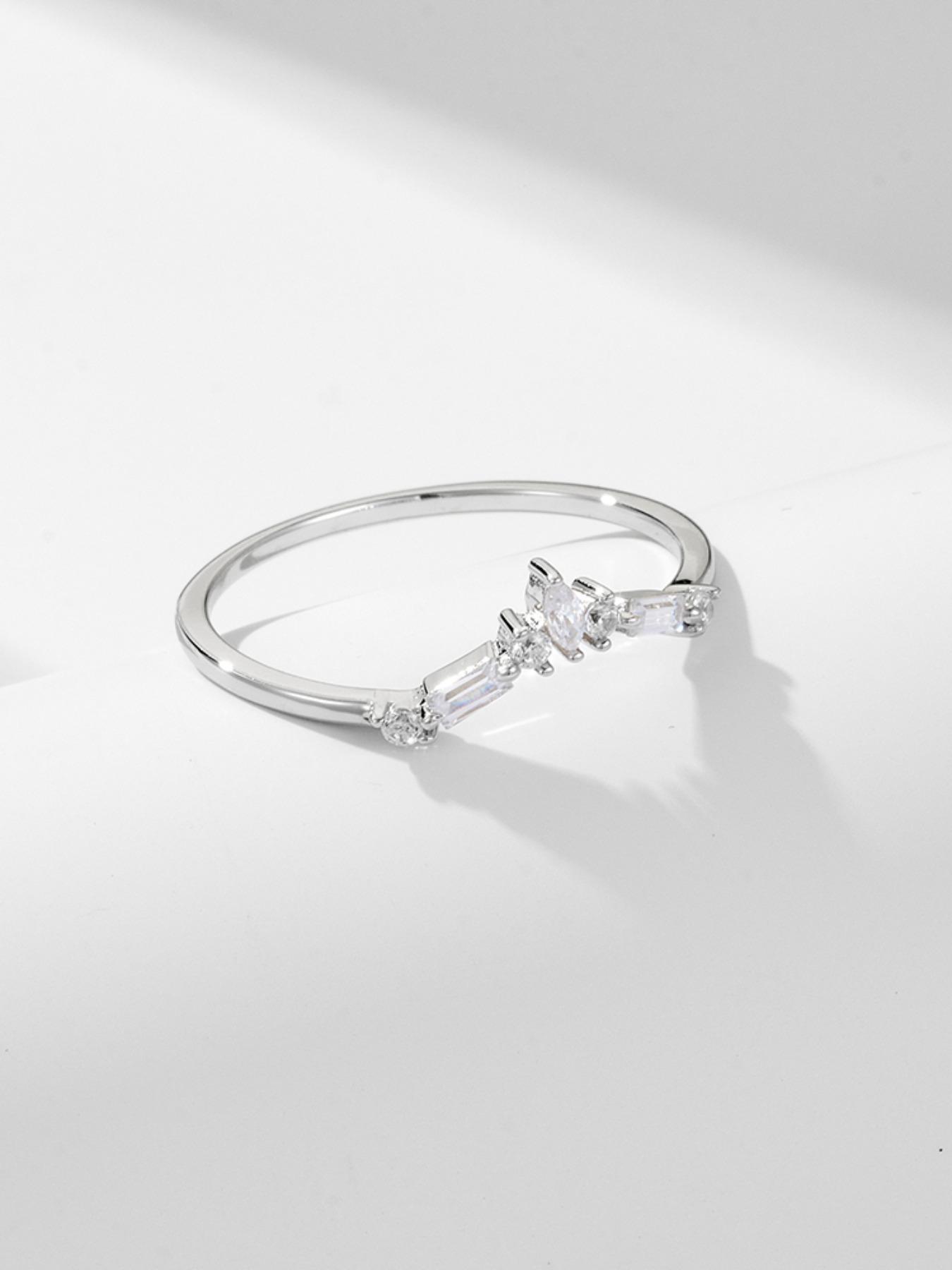 S925 Sterling Silver Crown Design Artificial Zircon Inlaid Ring, Fashion Accessories for Women & Girls, Trendy All-match & Exquisite Jewelry for Birthday Gift