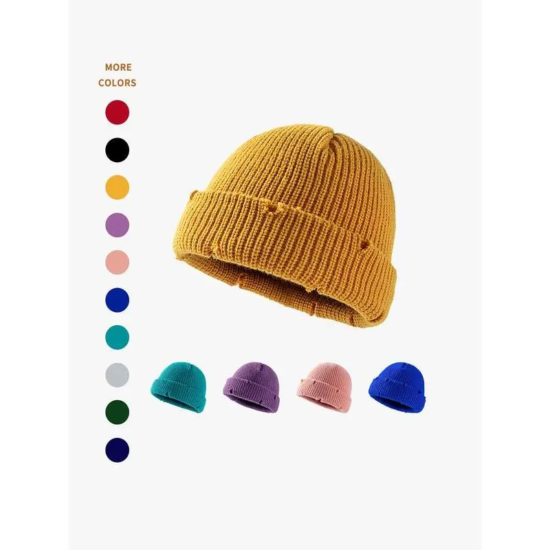 Unisex Knitted Fitted Beanie Hat - Dark Blue, Black, Blue, Hip-Hop Culture Inspired, Short Brim, Warm Breathable, Winter Wear for Male and Women, Hip-Hop Culture Inspiration, Plain, Dance Training, One Size