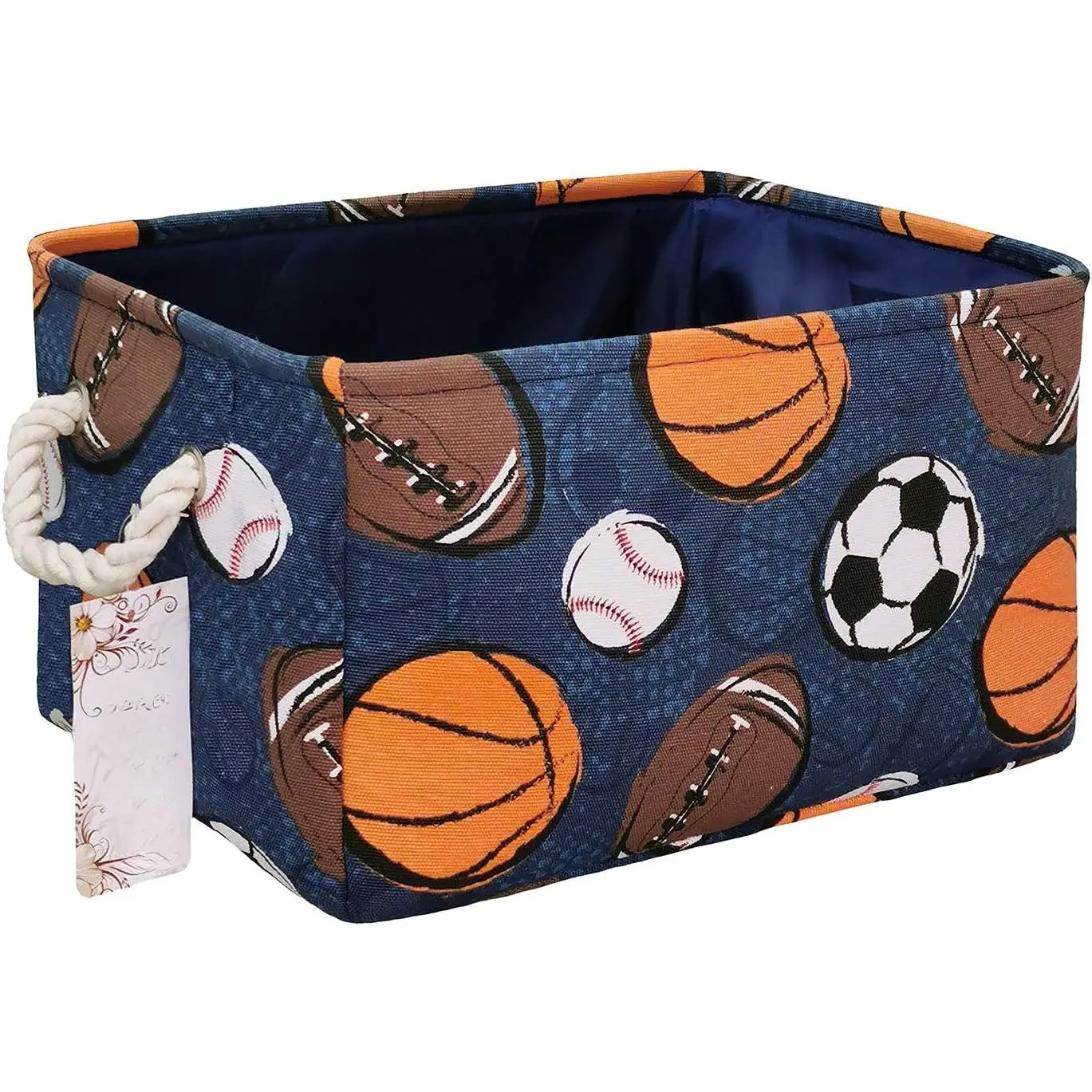 Rectangular Laundry Basket Nursery Storage Fabric Storage Bin Storage Hamper,Gift Baskets(Navl-ball game)