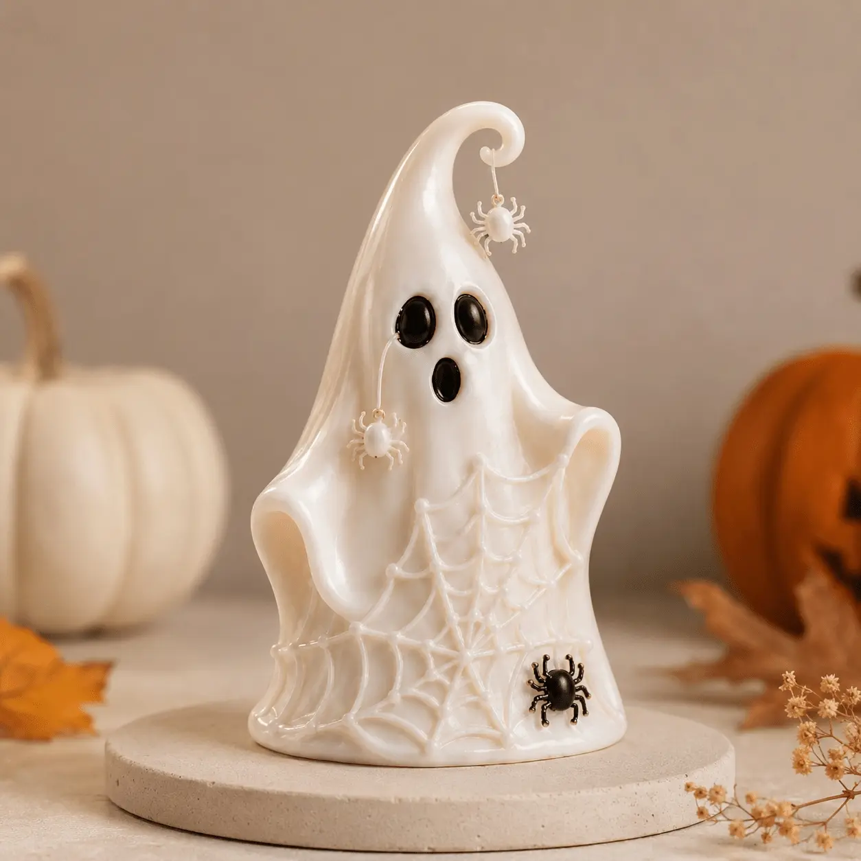 Spider Web Ghost Silicone Candle Molds, DIY Craft Tools, Halloween Spirit Statue Mould, Suitable for Epoxy Resin, Soap, Plaster, Halloween Gift, Home Ornaments