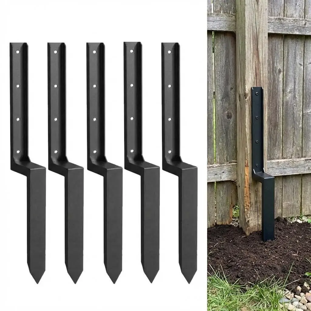 Fence Post Repair Stakes - Heavy Duty Metal Fence Repair Kit for Wood Fencing, Mailbox & Leaning Fence Post Support Anchor, 2/4/6 Pack