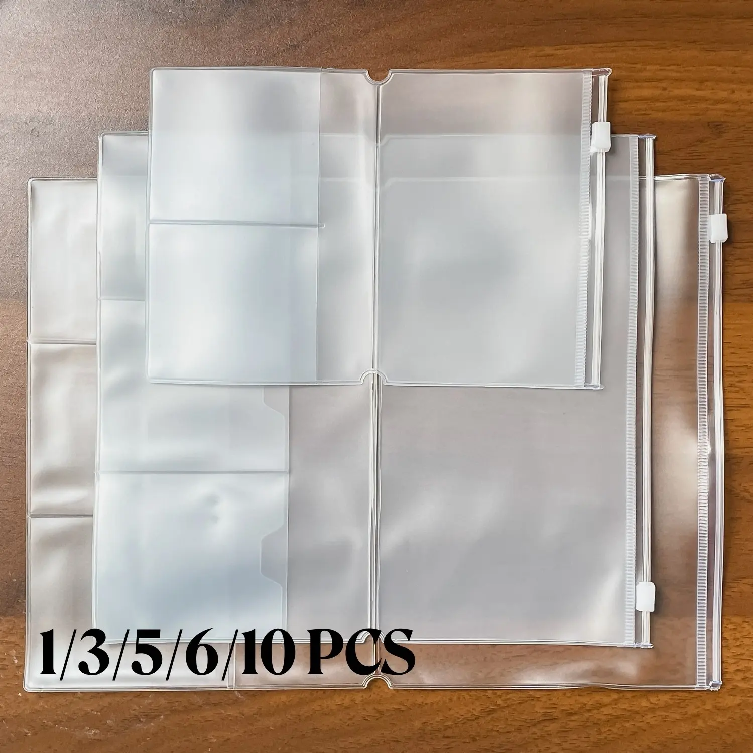 Traveler'S Notebook Zipper Folder Bag | Plastic Storage Pouch with Card Holder, Suitable for TN Notebooks/Journals/Scrapbooks/Notebooks | Accessories for Standard/Passport/A5 Size Notebooks