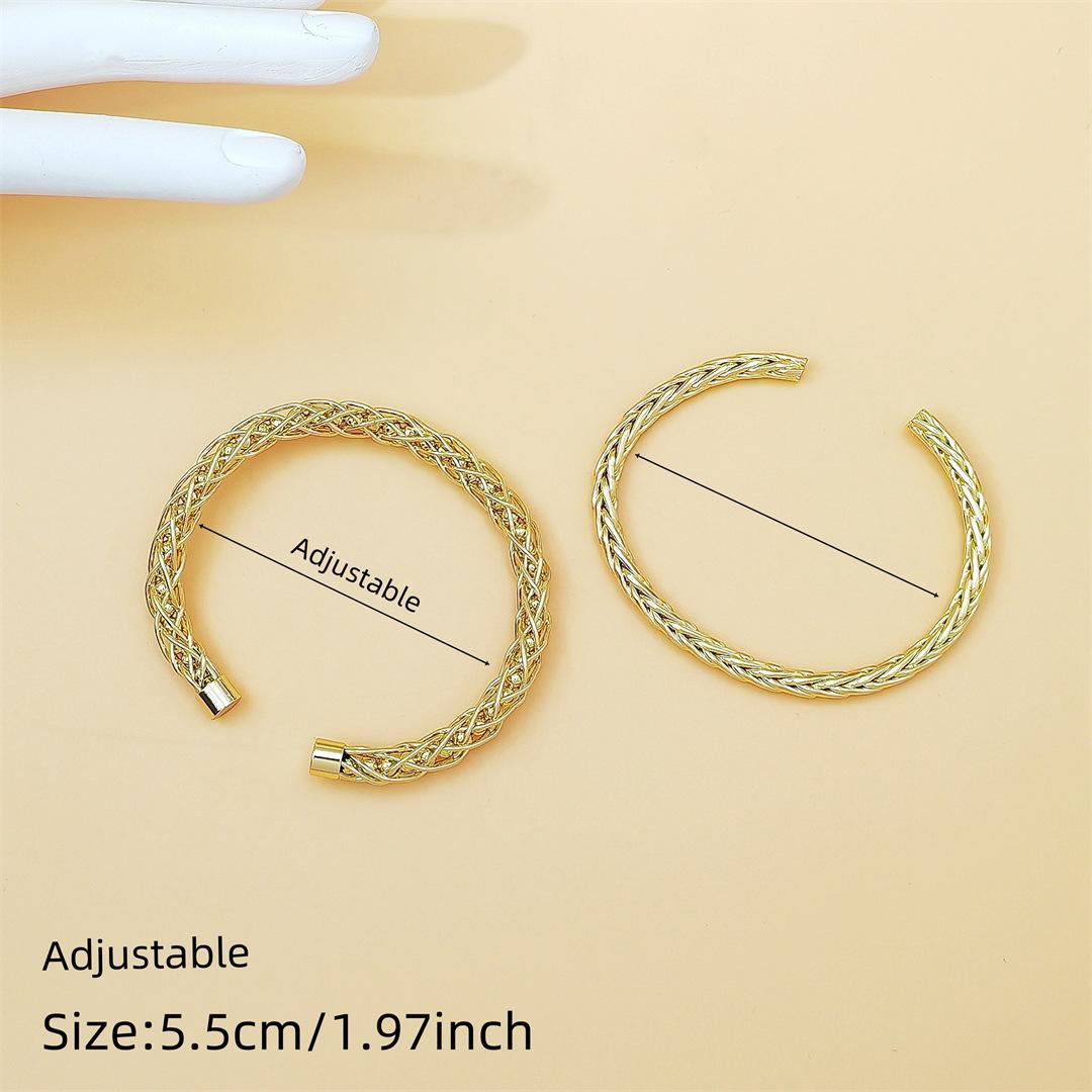 Chinese Style Braided Couple Bracelet Set, Handmade Twist Open Cuff Bangle for Men & Women, Trendy Modern Aesthetic Jewelry, Lightweight & Stylish for Daily Wear & Matching Outfits