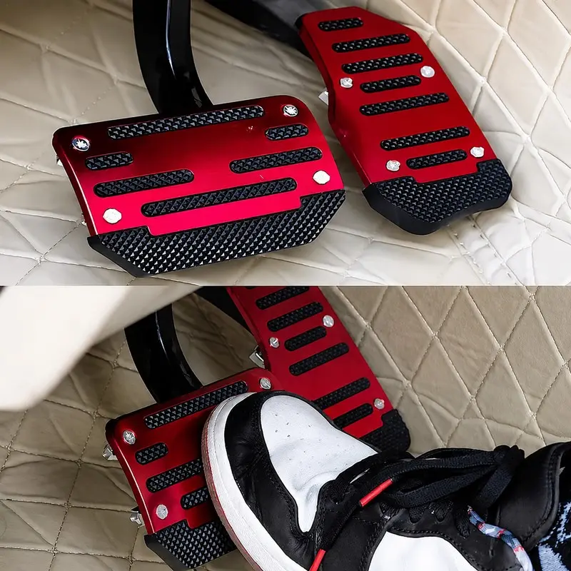 [Automatic / Manual Transmission Pedal Kit]Aluminum Alloy Automatic / Manual Transmission Car Pedal Set (Including Accelerator Pedal & Brake Pedal) - Non-Universal Non-Slip Pedal Cover - Sporty Decorative Accessory