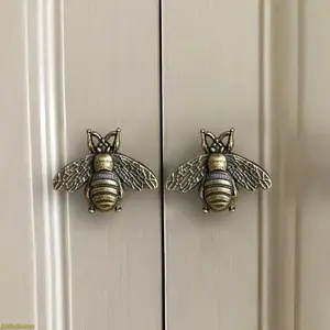 6 PCS Vintage Bee Honeycomb Cabinet Knobs Zinc Alloy Striped Drawer Pulls Retro Kitchen Furniture Hardware Decor