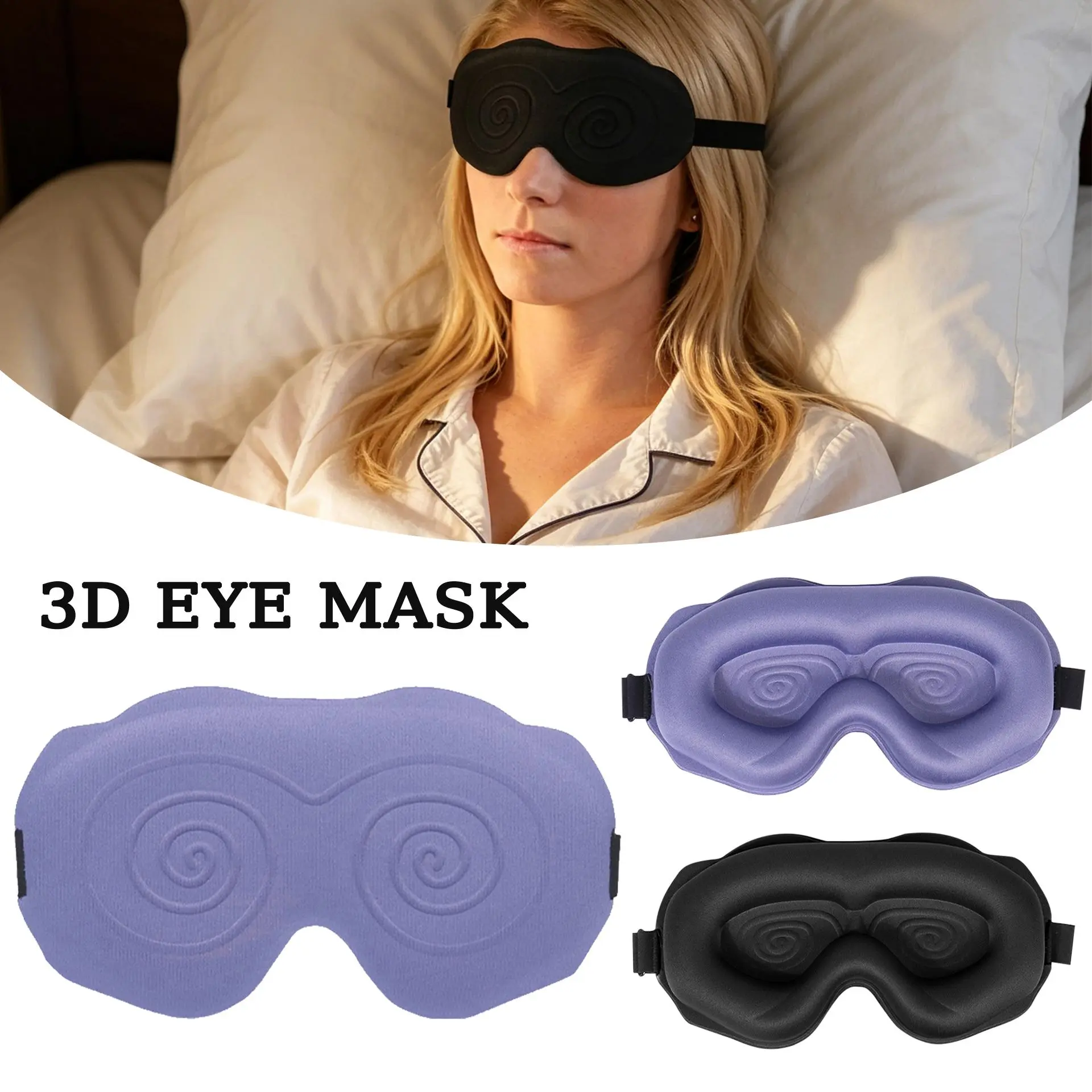 3D Smooth Memory Foam Blackout Eye Mask for Sleeping, No-Pressure Breathable Eye Cover, Lash Extension Friendly Sports & Outdoor Face Cover Accessory for Side Sleepers, Ideal for Long Flights, Lash Sleep Mask