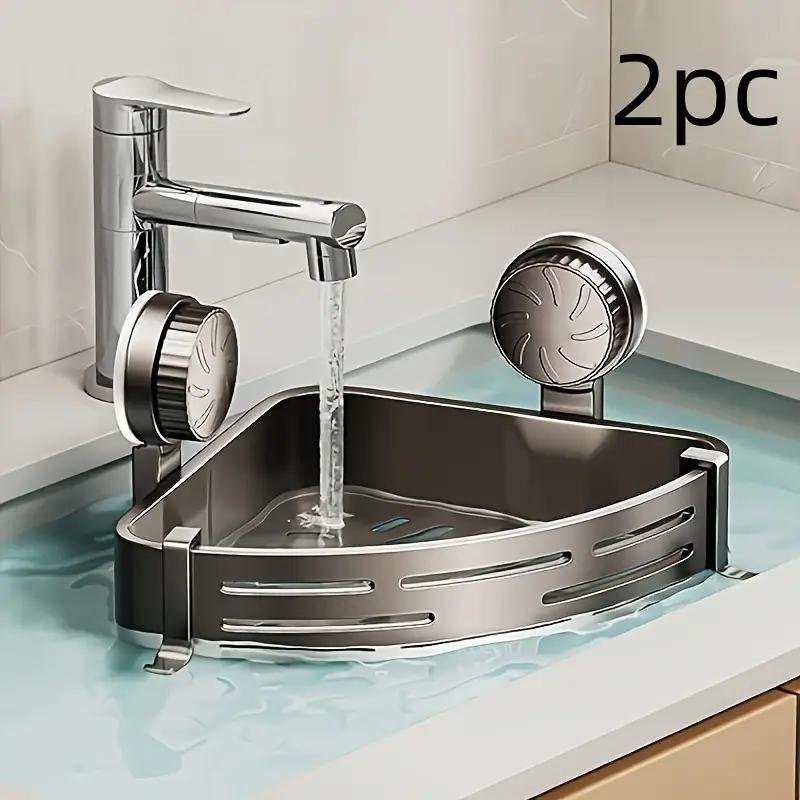 Set of 2 Suction Cup Triangular Baskets for Bathroom, Bathroom Organizer, Corner Wall-Mounted No-Drill Design, Ideal for Washbasin & Toilet Storage