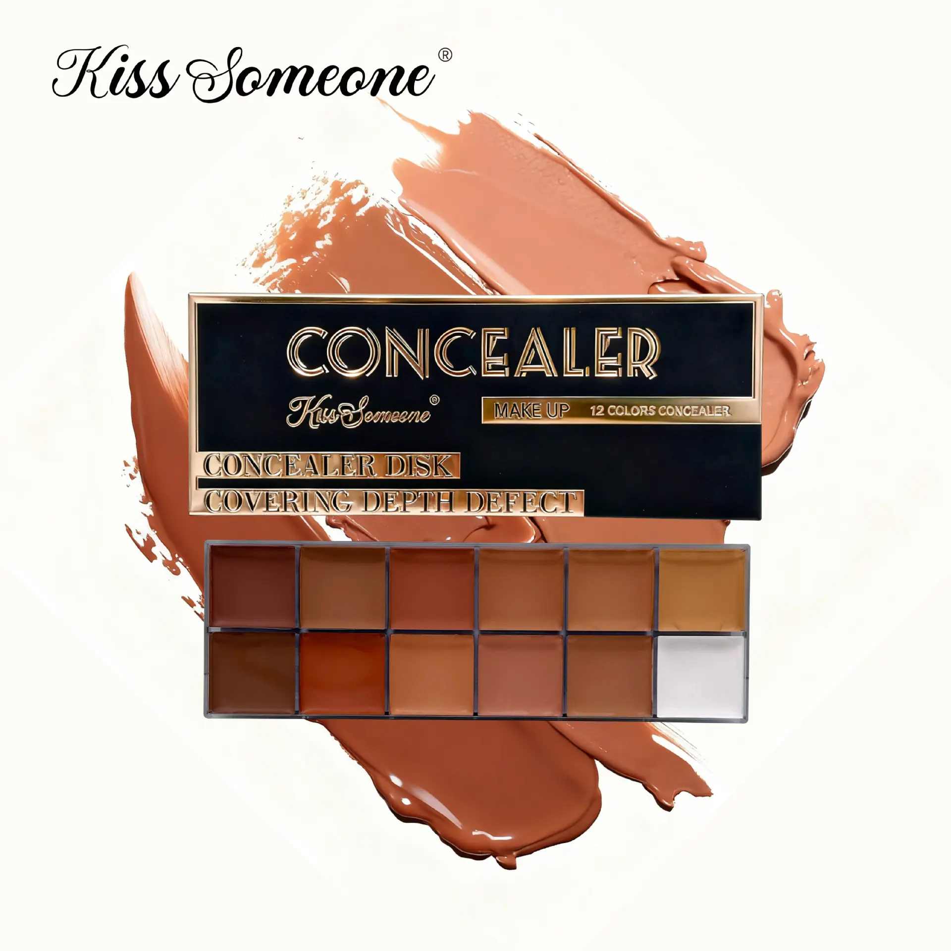 12-shade full coverage concealer palette formulated for dark skin tones. High coverage hides blemishes, dark spots and under-eye circles, waterproof long-wearing as foundation, matte long-lasting face makeup for all skin types. Concealing Dark Circles