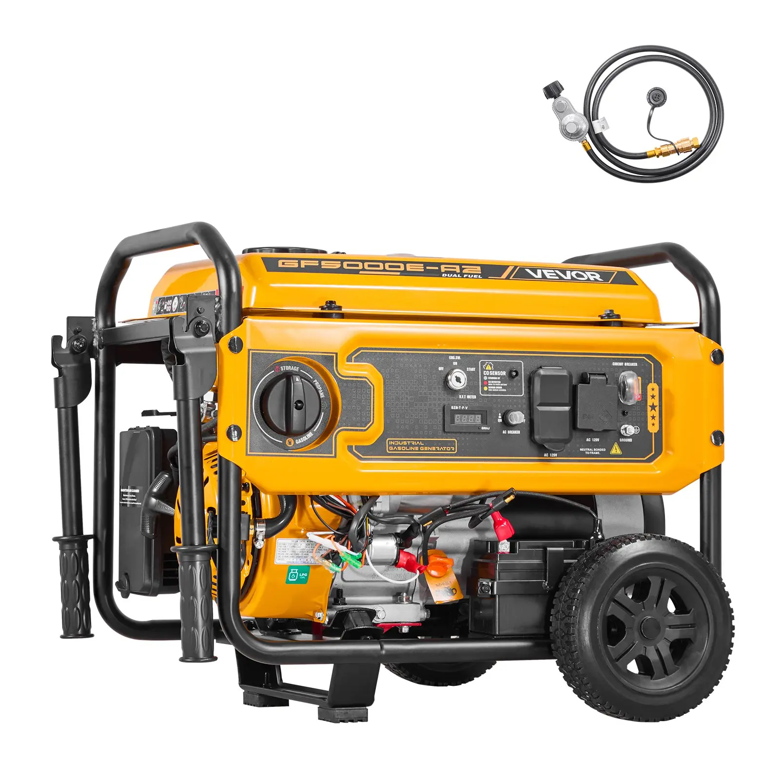 VEVOR Portable Generator, Gasoline 4650W Peak Watt LPG 4130W Peak Watt Dual Fuel Generator, Home Backup Generators with Electric Start, Gasoline LPG Powered, CO Sensor, 20A 50A Outlets tiktokshopbacktoschool