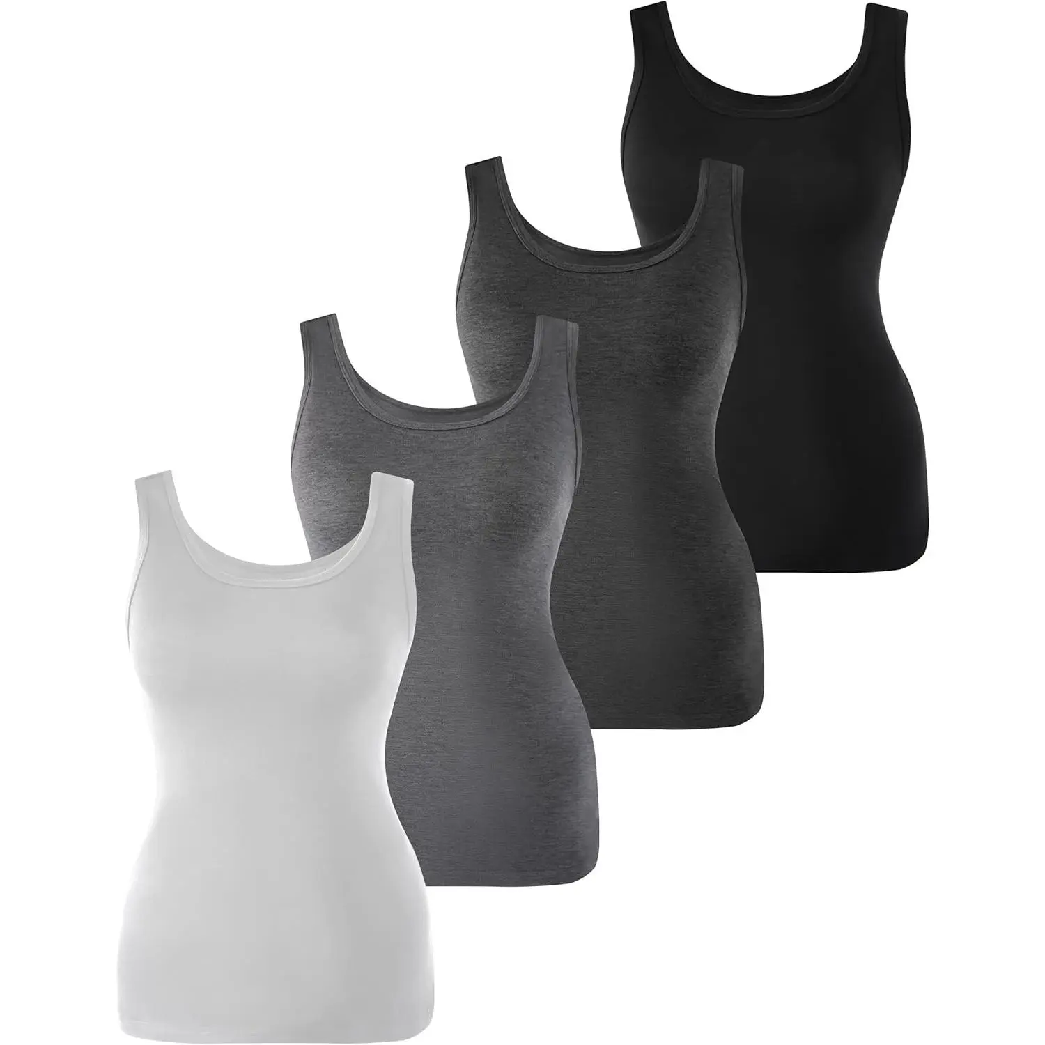 Womens Camisole Tank Top Cami Basic Layering Undershirt for Summer 3/4 Pack