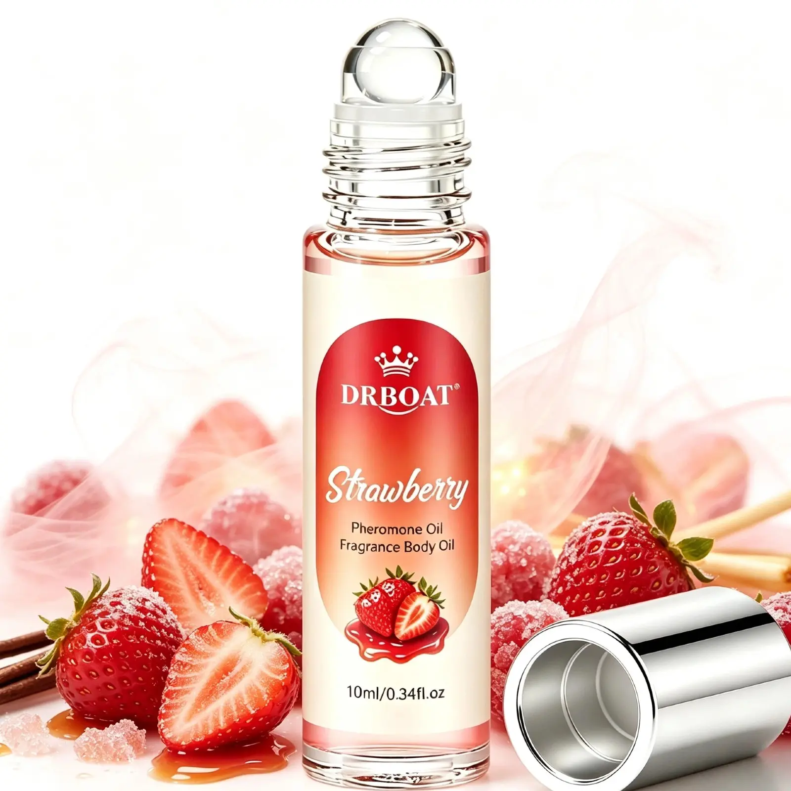 Strawberry Pheromone Oil - 10ML Roll-On Perfume Oil, Fresh Fruity Scent Eau de Toilette, Floral Fruity Scents, Fresh Picked Strawberry Notes, Long-Lasting Light Floral for Dating, Traveling, Women's Gift.