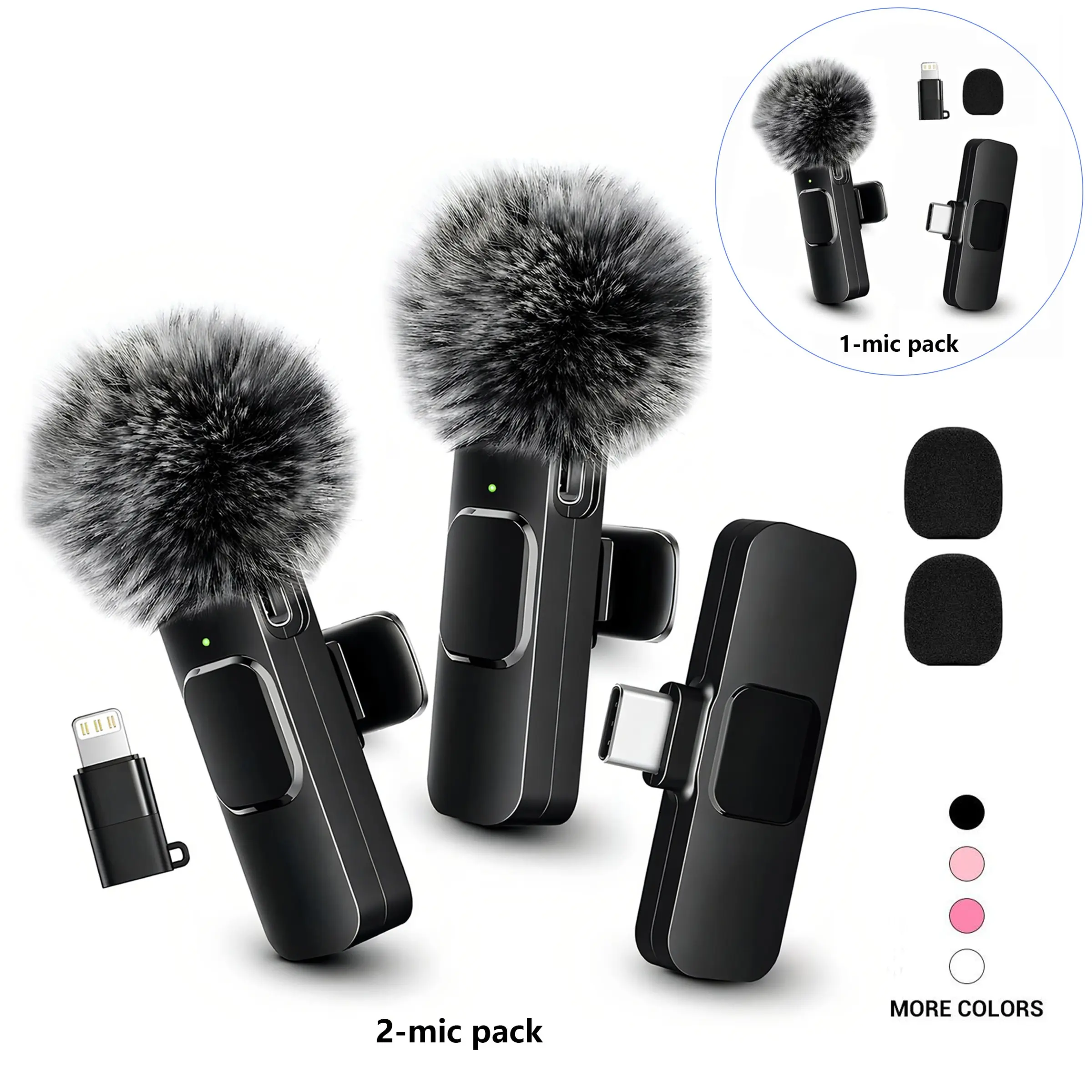 Professional Wireless Lavalier Microphone, Noise Canceling Mic, Intelligent Noise Cancellation, Plug & Play for iOS/android, Ideal for Videos, Teaching, Interviews, Podcasts