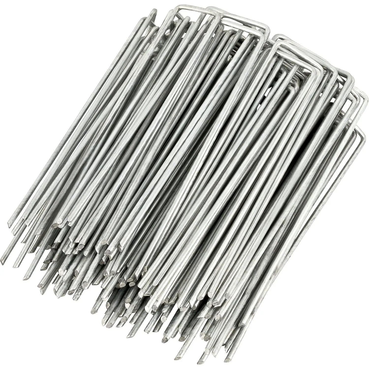 50-Pack Anti-Rust 6'' 11 Gauge Heavy-Duty Flat-Top U-Shaped Garden Stakes  Spikes Pins Pegs - Ground Stakes for Anchoring Landscape Fabric