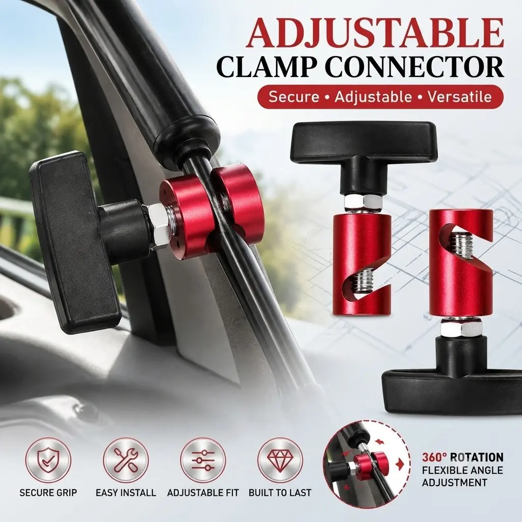 Universal Car Hood Support Rod Fixing Clamp - Anti-Loosening Lift Support Strut Clamp for Tailgate & Trunk, Premium Aluminum Alloy, Car Accessory