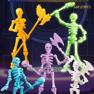 2PCS/5PCS Stereoscopic Skeleton Model Assembly Toy , Multi Joint Movable Doll, Puzzle Assembly Block Man Trick Toy, Skeleton Joint Doll Ornament, Halloween Perfect Gift for Kids & Adults，desk ornament