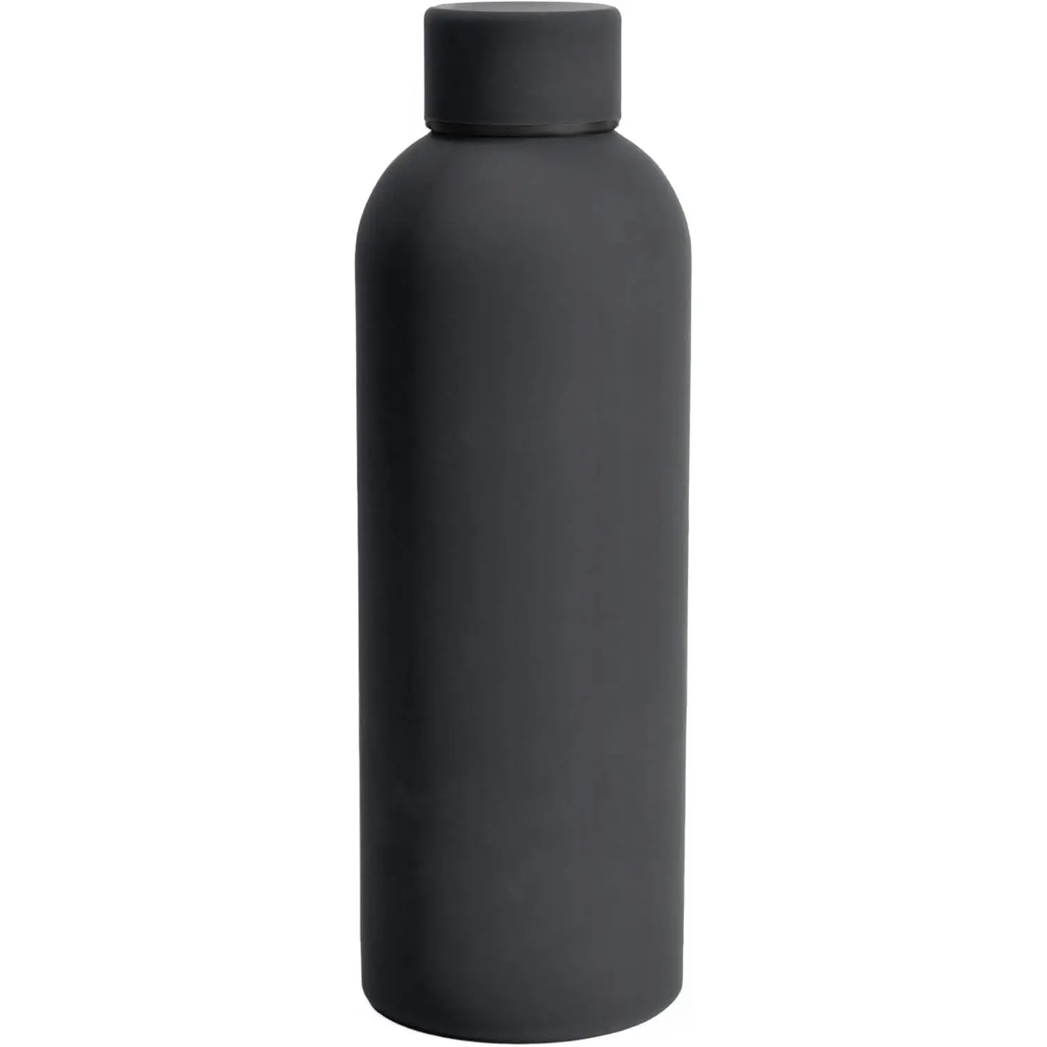 17oz Matte Finish Stainless Steel Water Bottle |   Vacuum Insulated Travel Bottle | 12 hrs Hot & 18 hrs Cold |   Smooth Rubber Finish Water Bottle (Black) New model