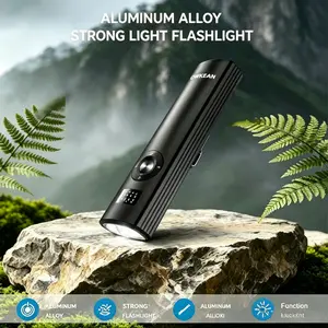 Multi functional portable aluminum alloy mini portable light, bottom magnetic back clip digital display portable flashlight, suitable for travel hiking, conference explanation instructions, engineering surveying and pet teasing