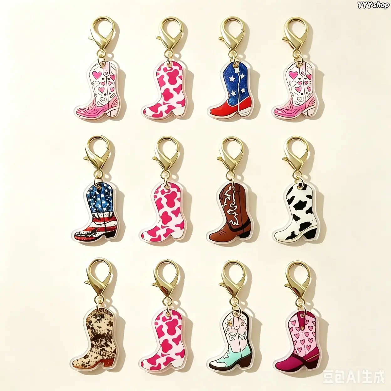 12Pcs Vintage Western Cowboy Boot Alloy Key Ring Bulk Set, Cute Retro Metal Cowgirl Boot Charms, Detachable Versatile Decorative Ornaments, Multi-Holiday Bulk Gift Supplies Ideal For Birthdays, Christmas And All Seasonal Festival Presents