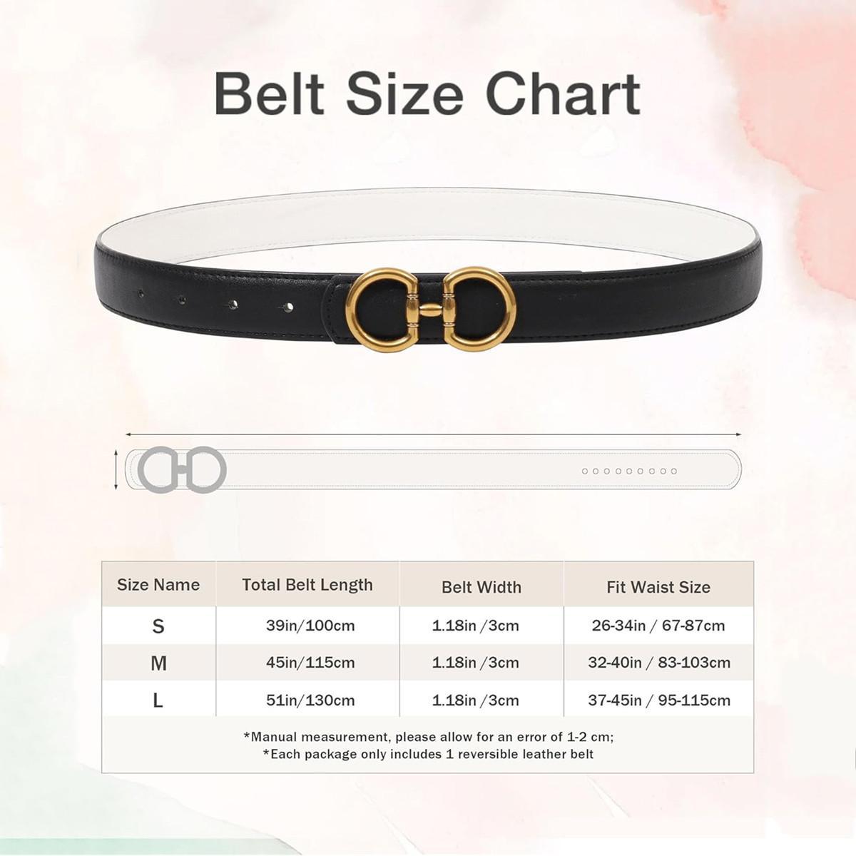 AWAYTR Elegant Reversible Belt for Women Two-in-One Ladies Fashion PU Leather Belts with Horseshoe Buckle for Jeans Dress Style