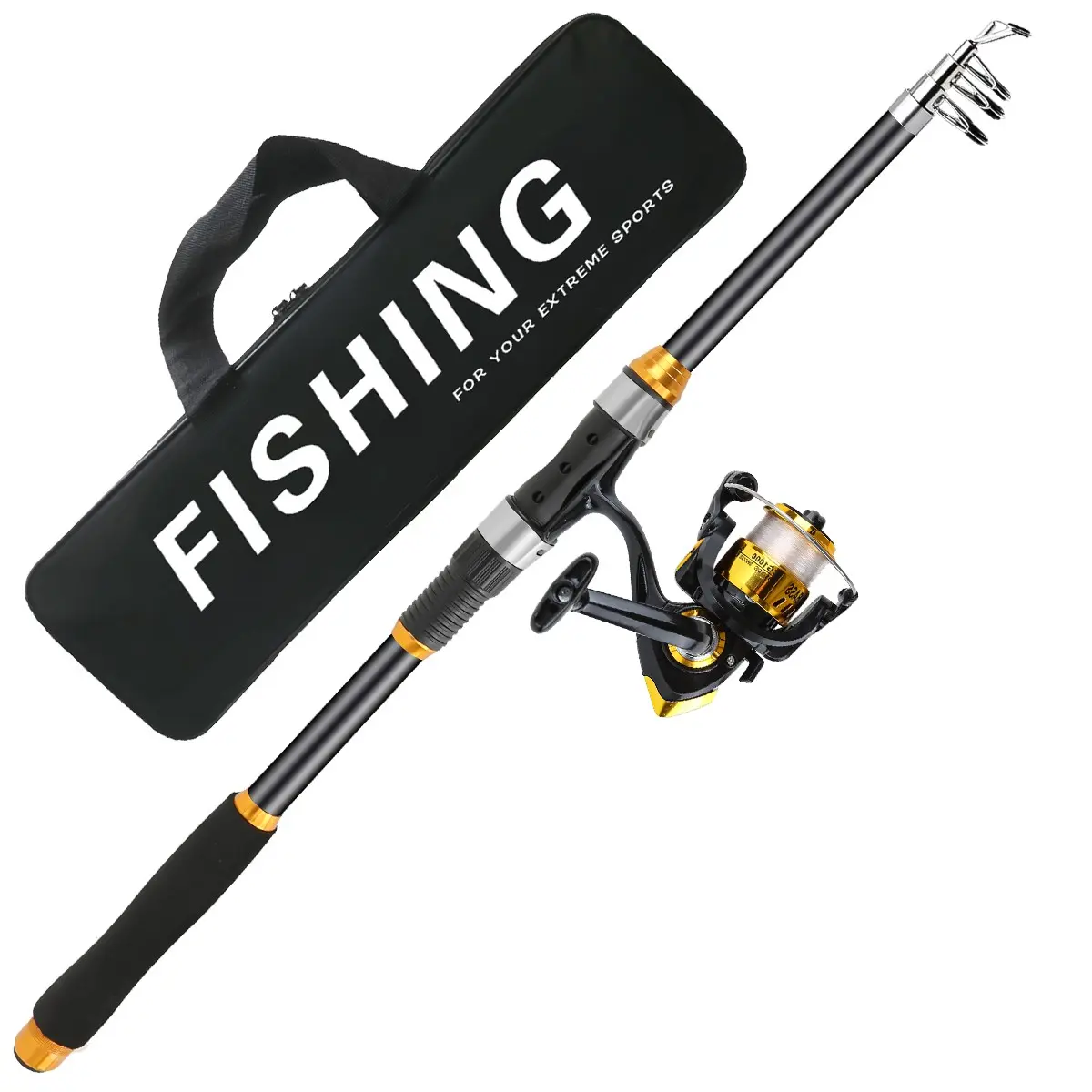 2.1m-3.6m Telescopic Casting Fishing Rod Set, Spinning Reel & Storage Bag, Portable Long Cast Rod for Saltwater & Freshwater Fishing