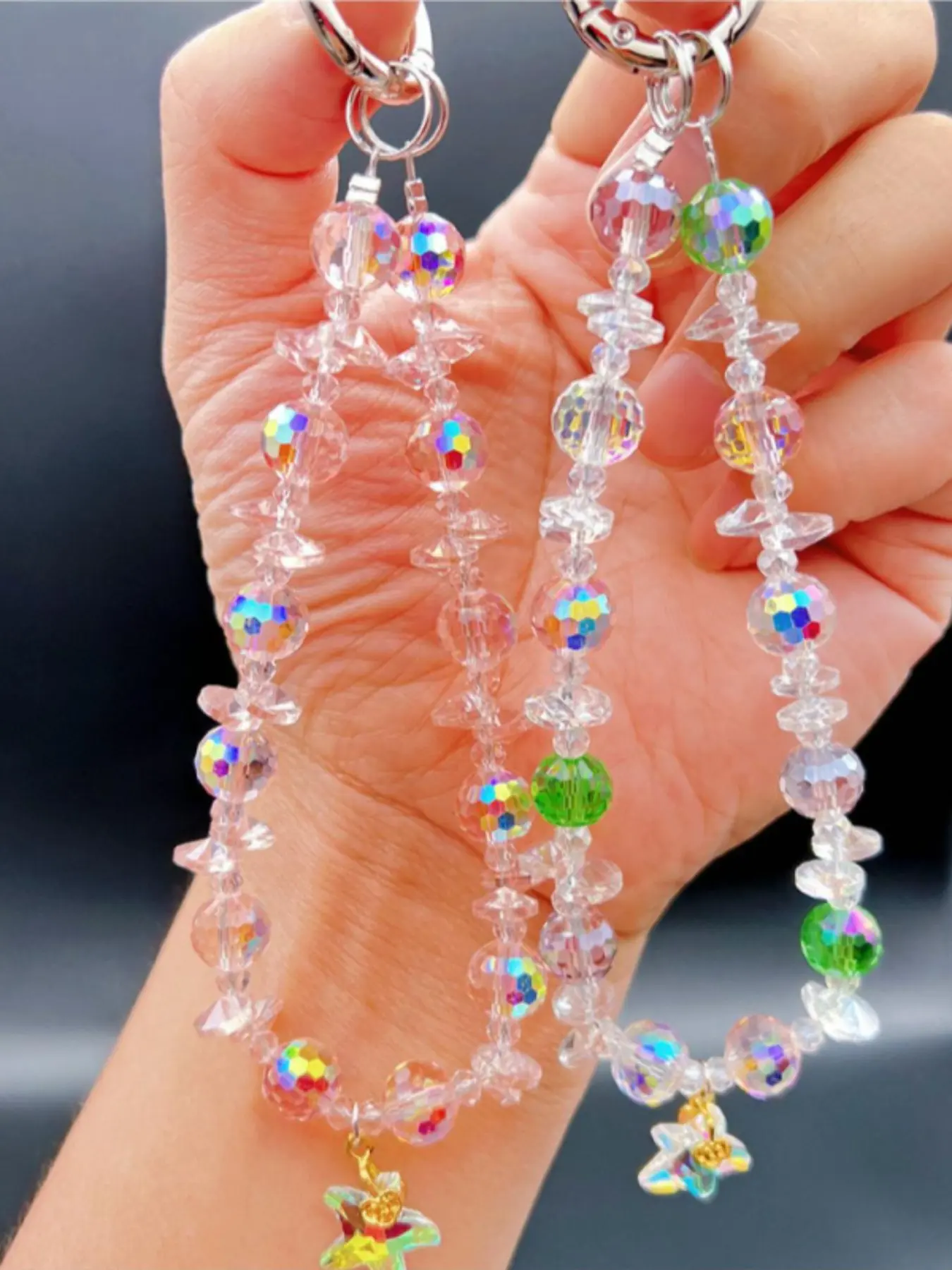 New Glitter Crystal Beaded Phone Lanyard for Women, Shiny Star Pendant Cell Phone Charm Chain, Unique Luxury Keychain, Aesthetic Decor Accessories For All Phone Cases