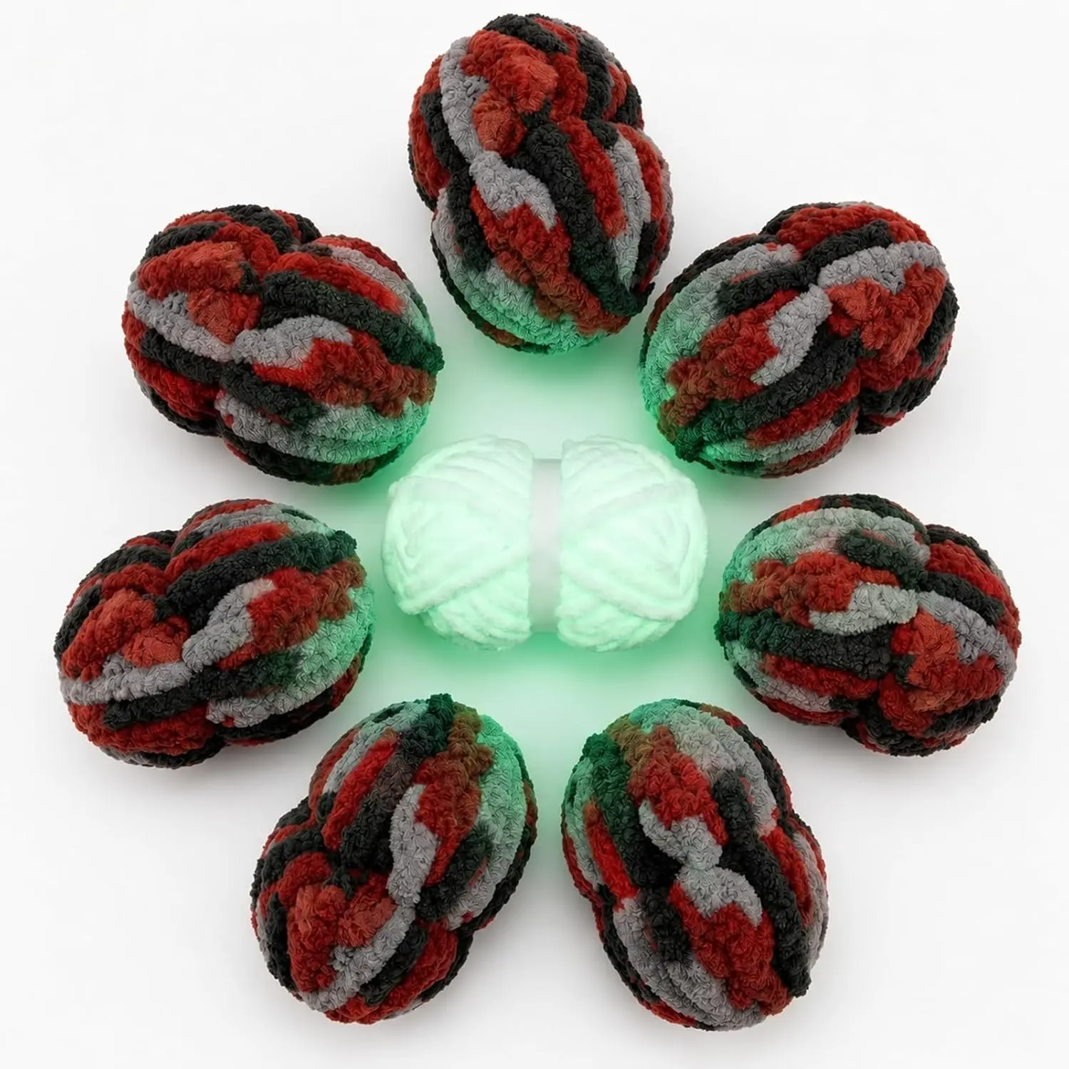 Chunky Yarn for Hand Knitting, Jumbo Big Thick Chenille Yarns for Crocheting, Bulky Fluffy Blanket Yarn Include 1 Glow in The Dark and 7 Tie Dye Skeins, 221 yds 60.8 oz(Burgundy,Gray&Black)