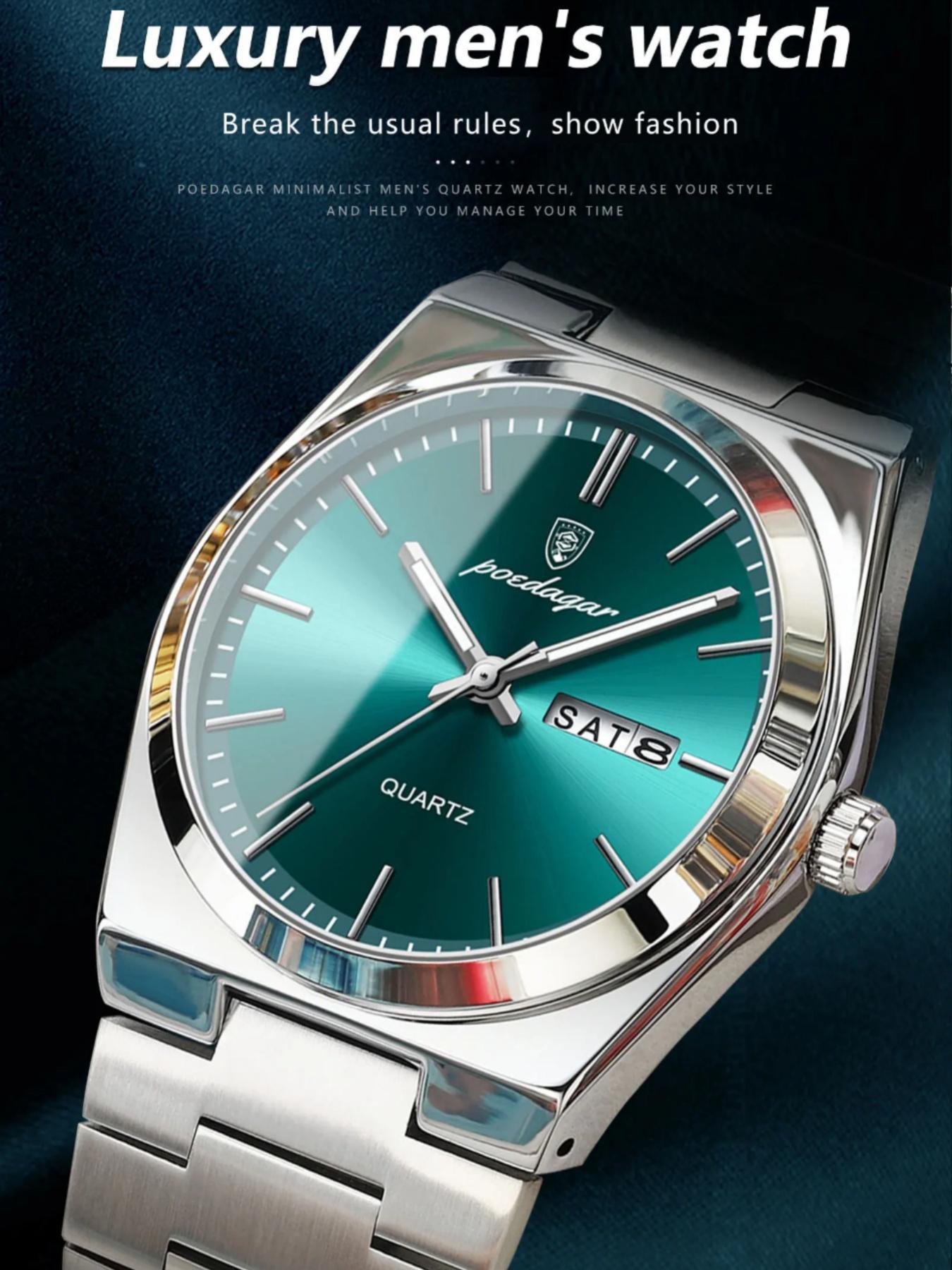 Men's Round Dial Analog Quartz Watch with Stainless Steel Strap, Business Fashion Watch, Modern Fashionable Wristwatch Men's Round Dial Analog Quartz Watch with Stainless Steel Strap, Business Fashion Watch, Modern Fashionable Wristwatch