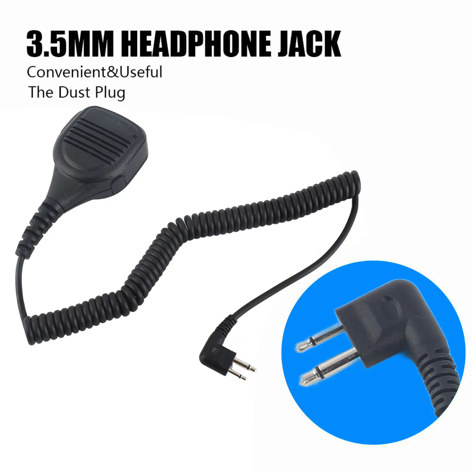 Handheld Speaker Mic 3.5mm Headphone Jack Speaker Mic Talkie Radio Hand Microphone with Steel Belt Clip Hand Mic Hand Microphone
