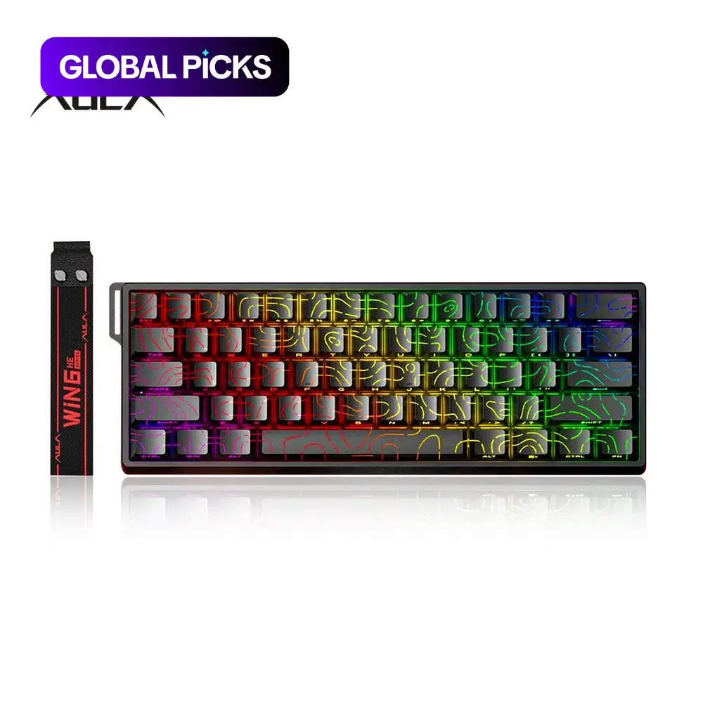 AULA WIN60 HE mini keyboard, Gaming Keyboard, Hot swappable keyboard, RGB Keyboards, 61-key wired connection, plug and play, RGB lighting effect, magnetic axis hot plug, e-sports games, quick trigger response, suitable for notebook/computer connection