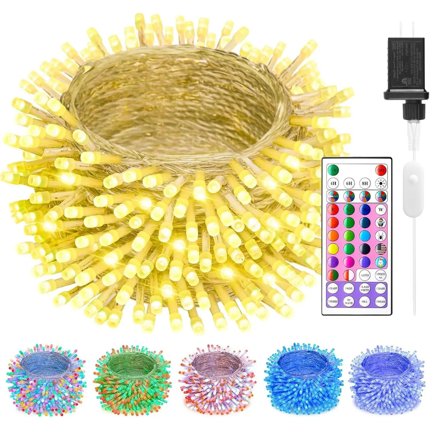 Color Changing String Lights,22 Colors 100 LED 33FT Outdoor Indoor Waterproof with Remote, Twinkle Christmas Lights, Plug in Fairy Lights for Halloween Easter Valentine's Xmas Party Decor