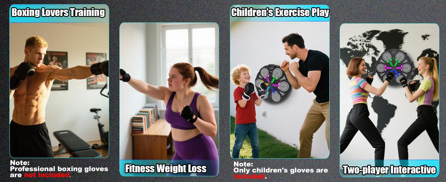 Smart Music Boxing Training Machine, Universal for Adults & Kids, Inclusive Use, Includes Punching Gloves, LED Real-Time Feedback, Bluetooth-compatible Sync, Wall Mountable, Training Boxing Equipment