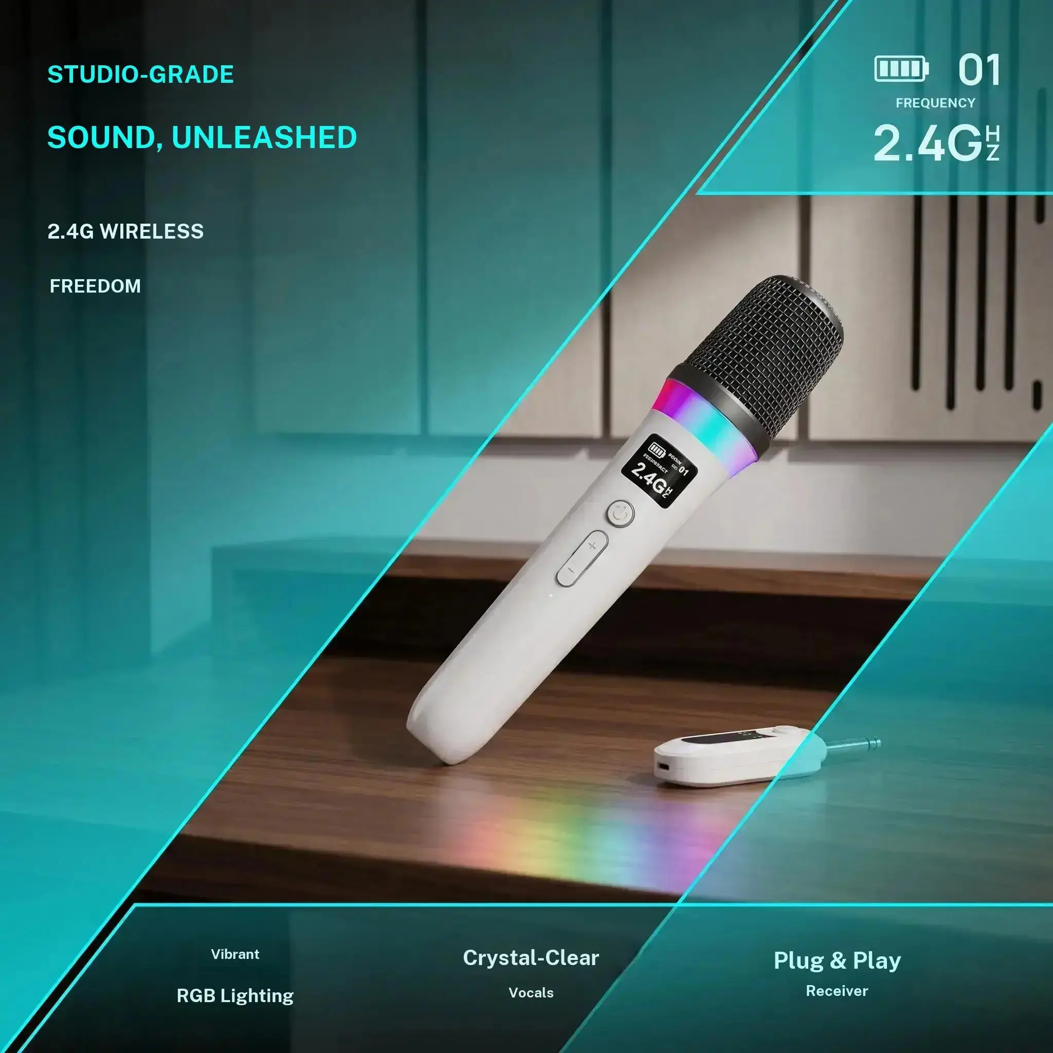 Single/dual Wireless Microphone, Portable Handheld Mic with Receiver, 2.4g Rechargeable Karaoke Mic with Voice Effects, Home Ktv Use