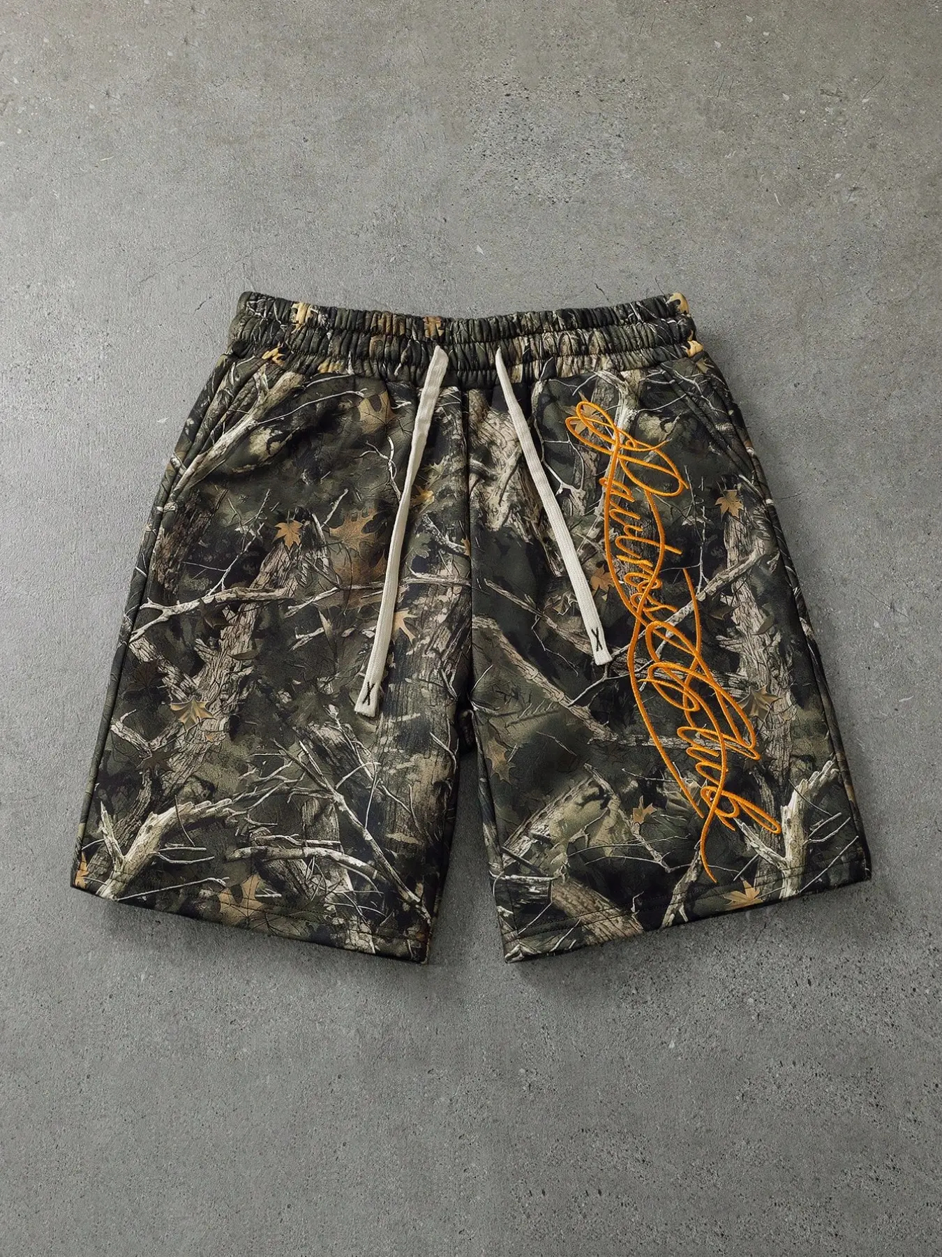 Men's Street Style Signature Handwritten Casual Fashionable Shorts, Elastic Waist Drawstring, Knit Sports Pants, Unisex, Festival Gift