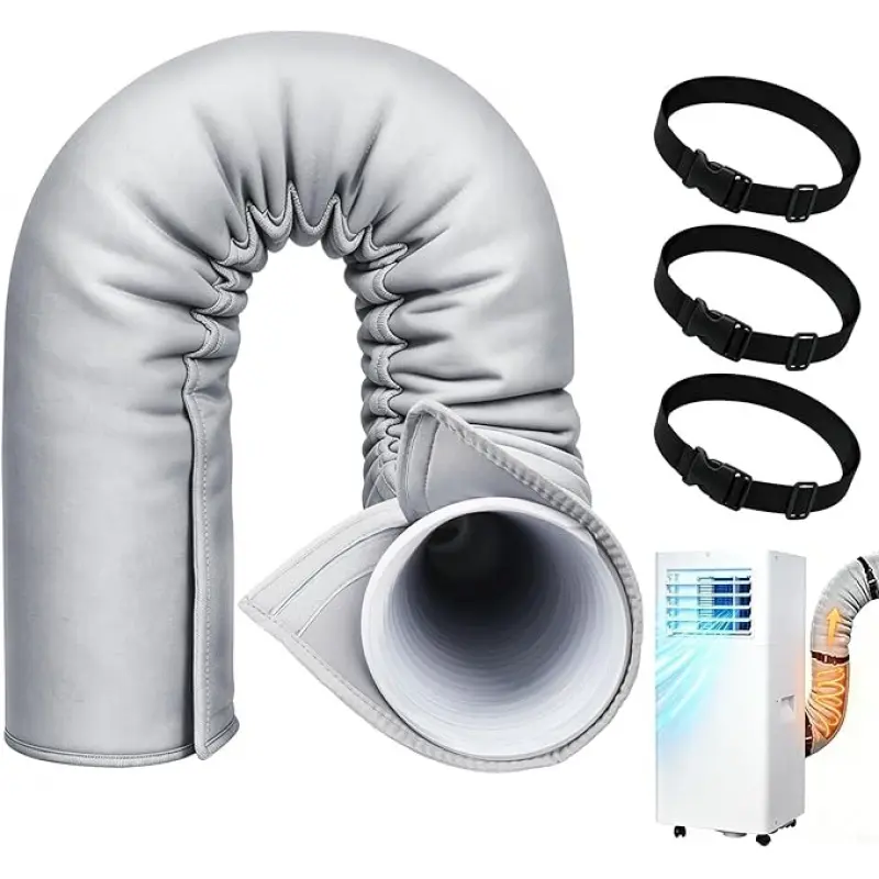Portable AC Exhaust Hose Heat Insulation Sleeve, Insulated Hose Cover Wrap Fits 5"& 5.9" Diameter, Comes with 3 Adjustable Buckle Straps for Quick Installation