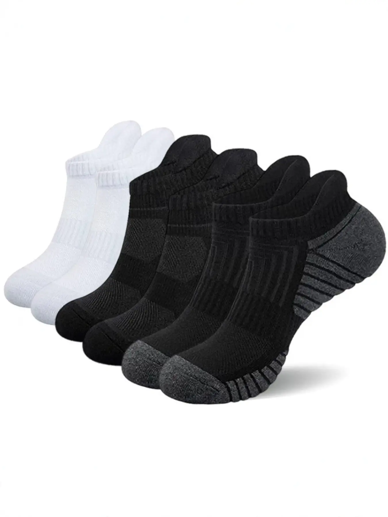 3 Pairs Men's Large Size Running Socks, Professional Basketball Socks, Anti-Slip Shock Absorption, Towel Bottom Sport Crew Socks
