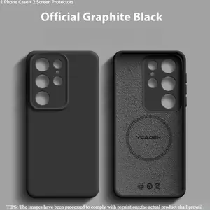 3 In 1 Solid Color Magnetic Ultra Thin Phone Case Set With 2 Clear Screen Protectors, Liquid Silicone Premium Feel For Samsung Galaxy S26 S25 Ultra S25 Plus S24 Ultra S24 S23 For Men Women
