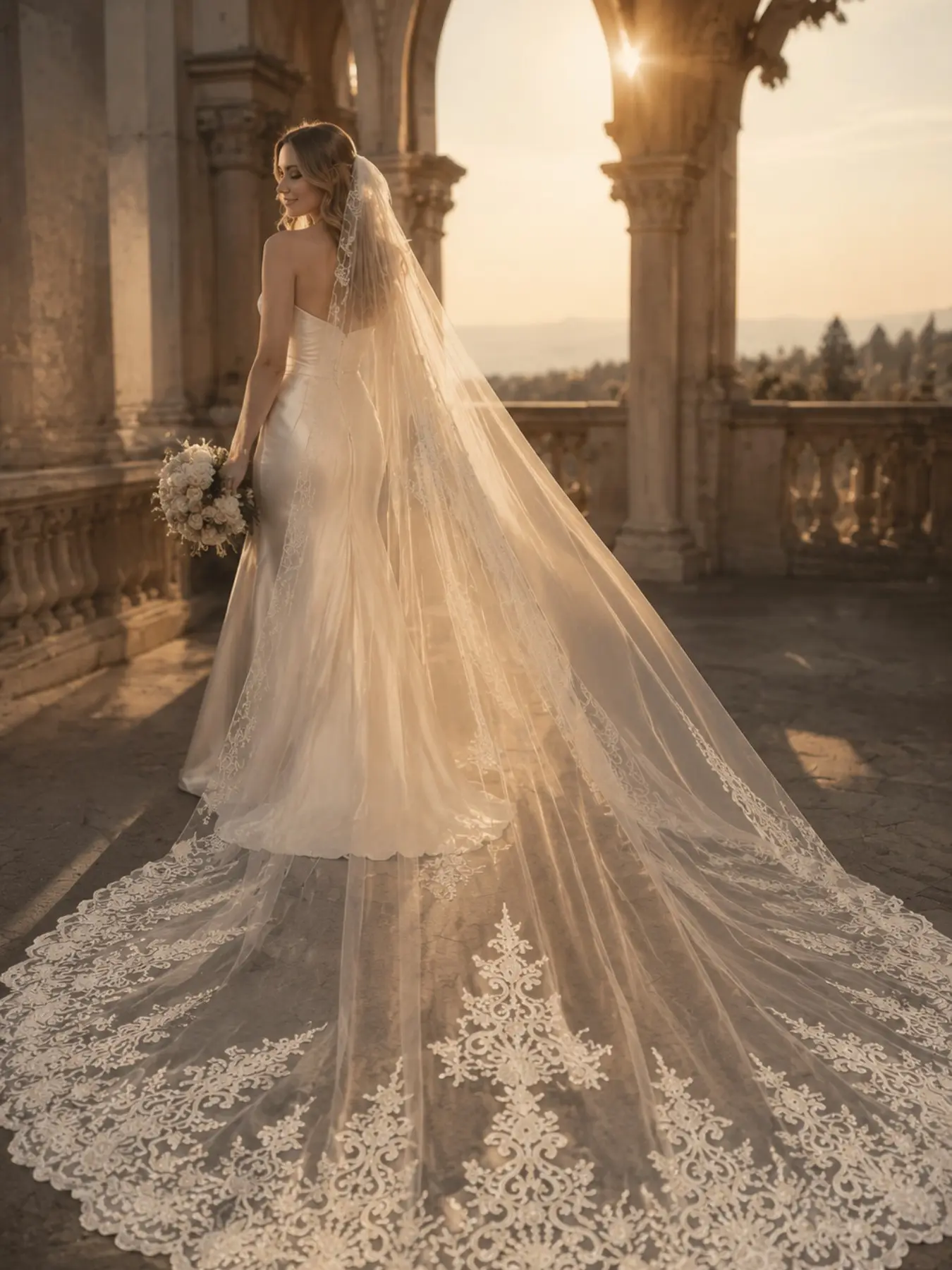 High-end European retro lace extra-long train veil, 3 meters long, suitable for church weddings and bridal photography, Wedding Veils For Brides