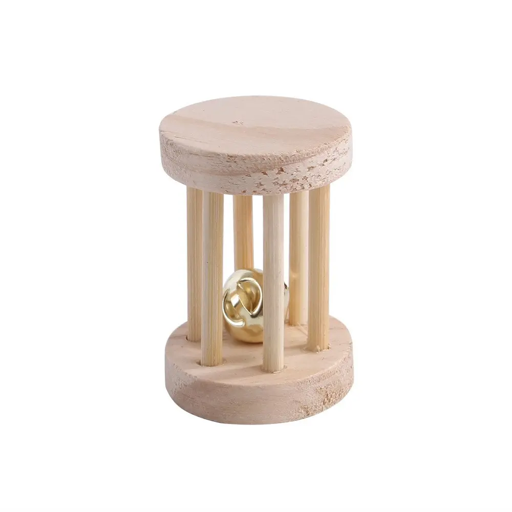 Cute Rabbit Wheel Toy Made of Natural Pine Wood, Chew Toy for Hamsters, Mice, Chinchillas, Pet Wooden Gnawing Ball, Cage Accessory, Supplies