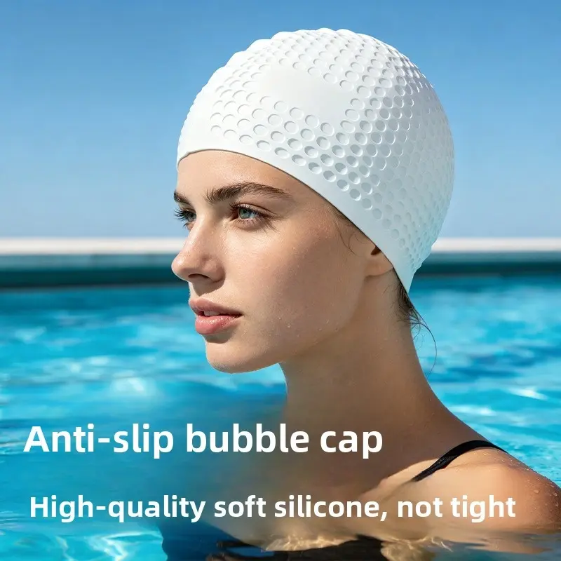 Bubble swim cap for adults, silicone non-slip swimming cap, unisex waterproof swim cap