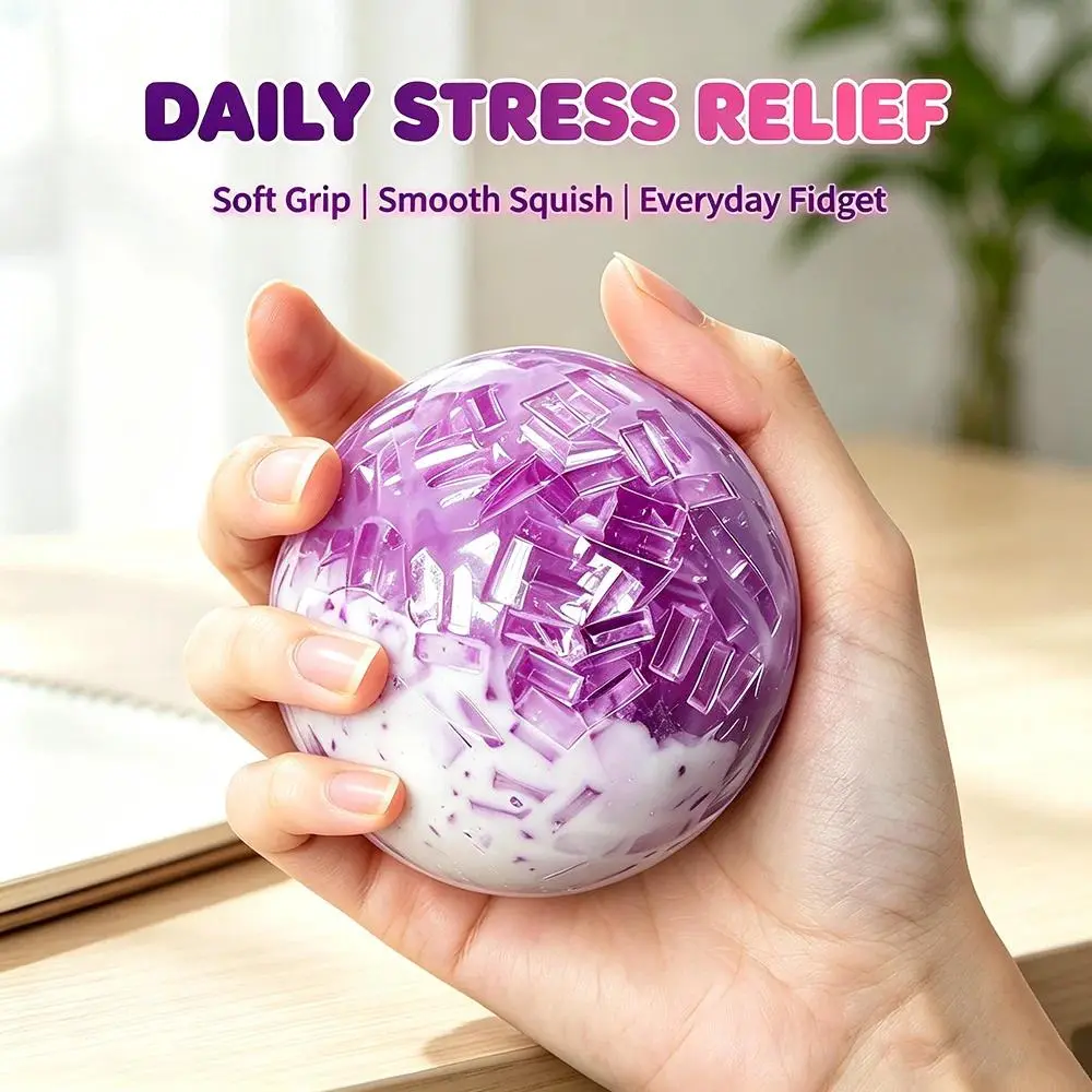 Slow Rising Ice Cracked Crystal Ball Crunchy Stress Toy Soft Stress Fidget Noisy Squeeze Toys Anti-Anxiety Stress Relief Gifts Squishy Fidget Ball