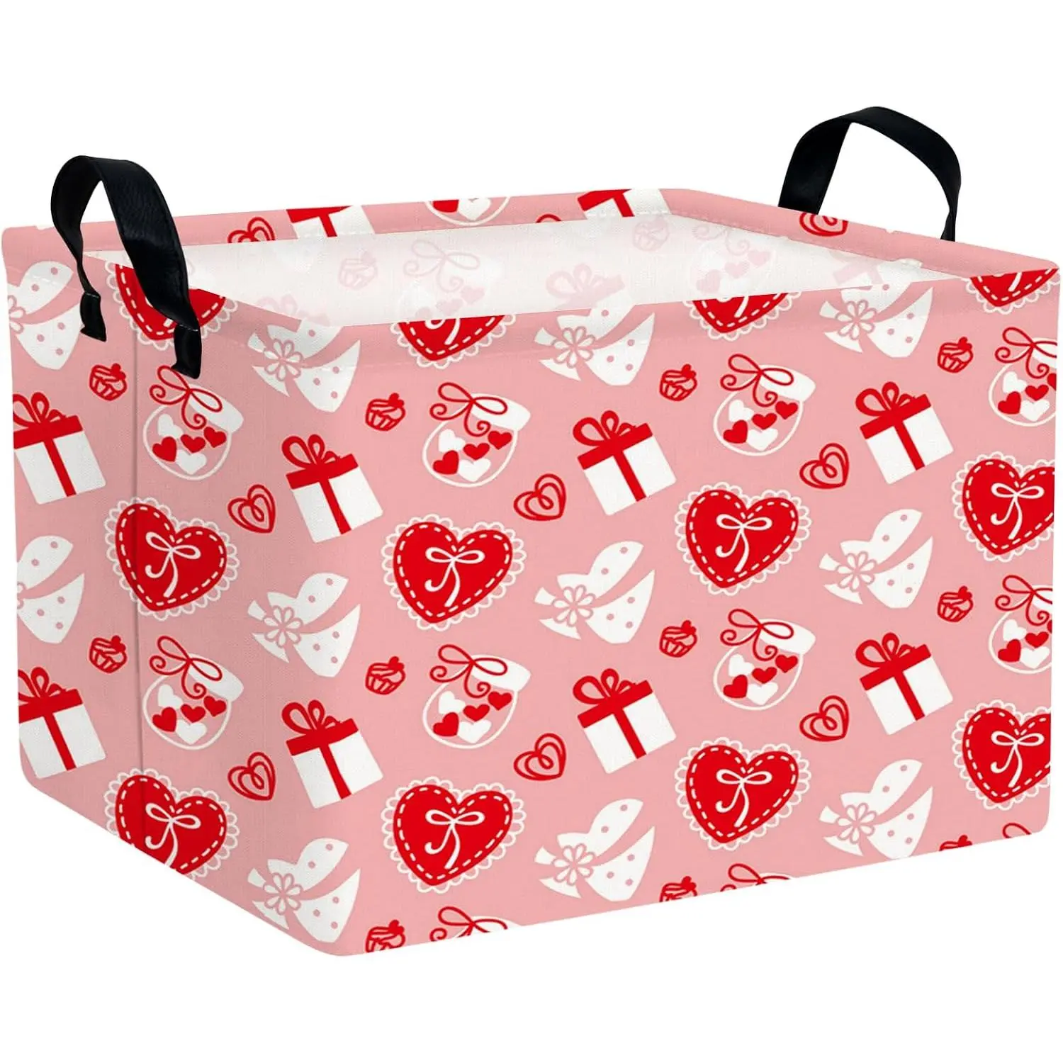 Large Valentine's Day Basket Heart Cute Empty  Basket for Girlfriend Love Room Decor Storage Basket ( Box Bow Love)