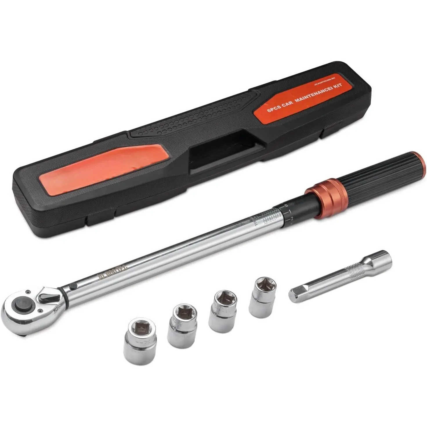6- 1-1/2" Drive Click Torque Wrench Set | 40-210Nm (±3% Accuracy), Includes CR-V Sockets (17/19/21/24mm) & 5" Extension Bar, 72- Ratchet, Master Torque Wrench Kit