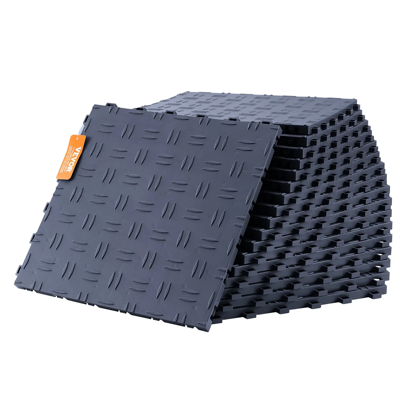 【DealsForYouDays】VEVOR Garage Tiles Interlocking, 12x 12x 0.53 inch 25 Pack Garage Floor Covering Tiles, Non-Slip Double-Sided Texture Garage Flooring Tiles, for Garages, Basements, Repair Shops, Graphite Gray