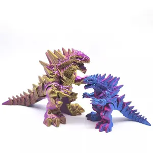 3D printed toy Frost Godzilla desktop ornament toy, trendy giant dragon Frost monster with fully movable body