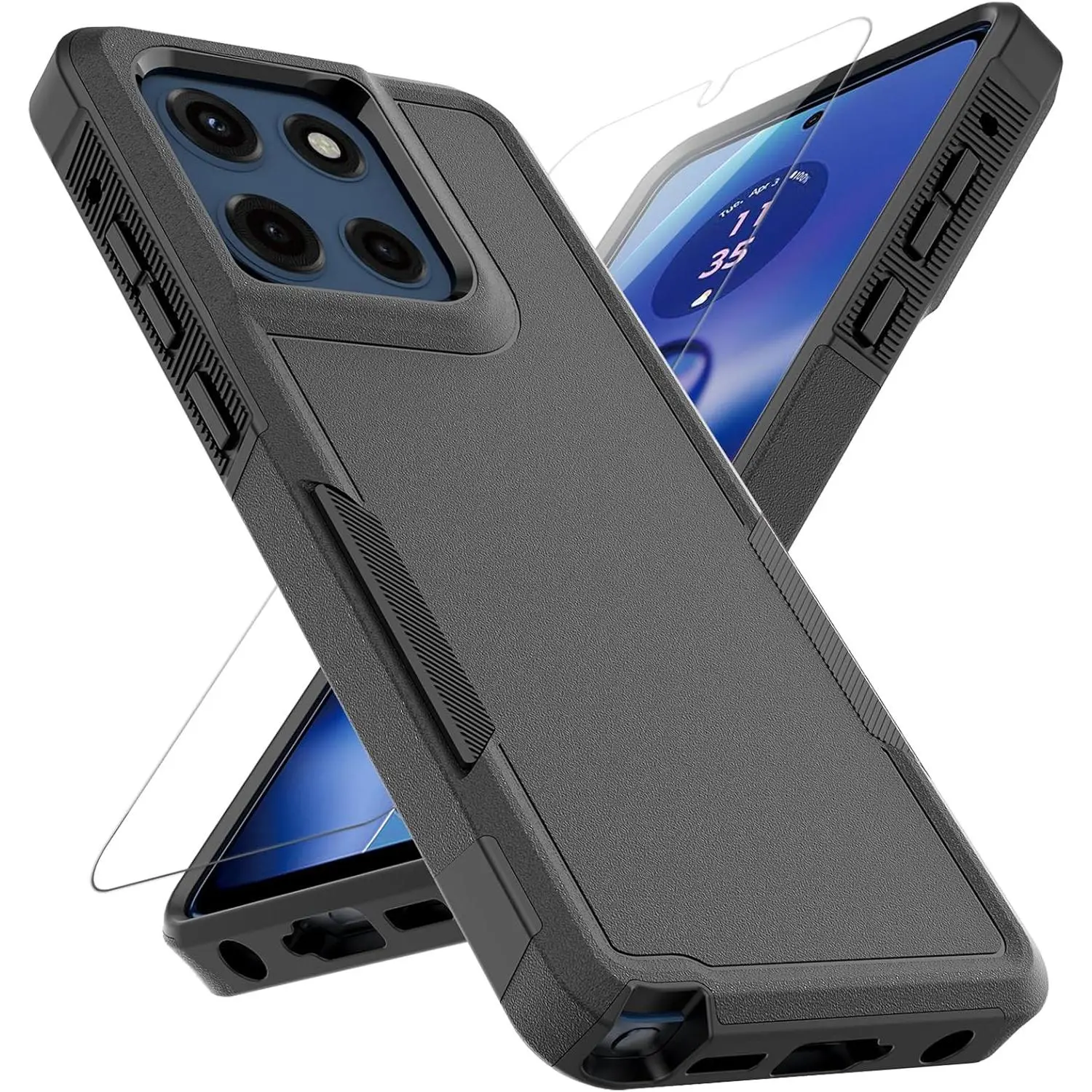 for Moto G Stylus 2025/2026 Case: Dual Layer Protective Heavy Duty Cell Phone Cover Shockproof Rugged with Screen Protector - Military Protection Bumper Tough - for G Stylus 2025/2026, Black