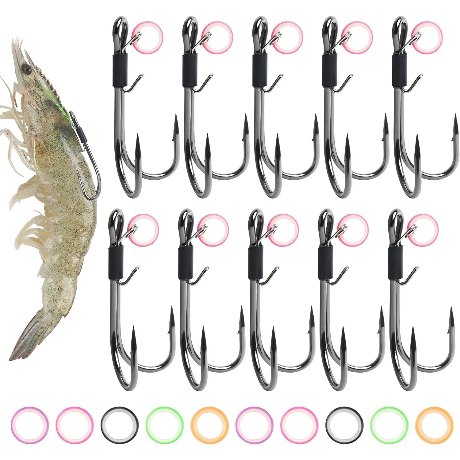 Live Shrimp Hooks, 10 count Double Fishing Hooks Shrimp Hooks Live  Holder Hooks Shrimp Walker Fishing Hooks Saltwater Freshwater Bass Catfish Pike Trout