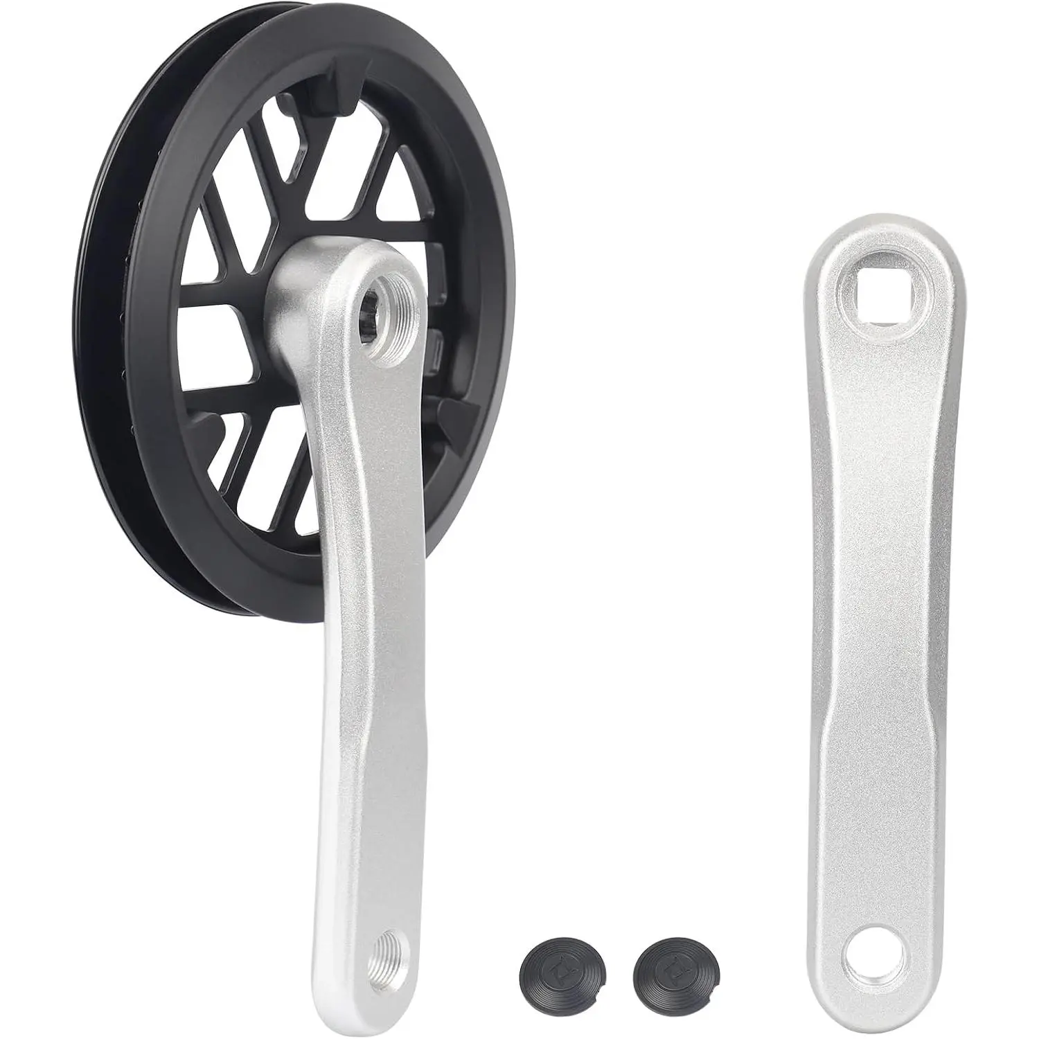 Prowheel  Crankset 1 count/Single 32T Charing Crank Set with 165/ 170mm Arm and Doulbe Chain Covers for  MTB, Folding Bikes, Compatible with 6/7/8/9/10 Speeds Freewheel