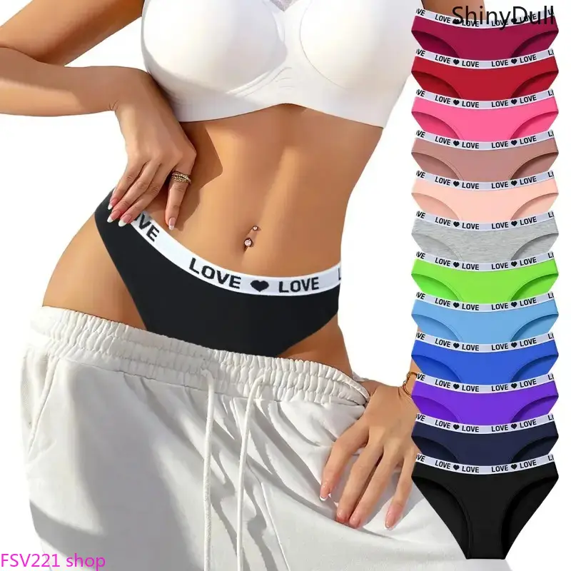 Women's Mid-Rise Cotton Underwear, 12-Pack Mixed Color Panty with Soft Elastic, Breathable for Everyday Wear, Underwear For Women Logo Waistband Underwear for Women, Soft Breathable Mid-Rise Panties
